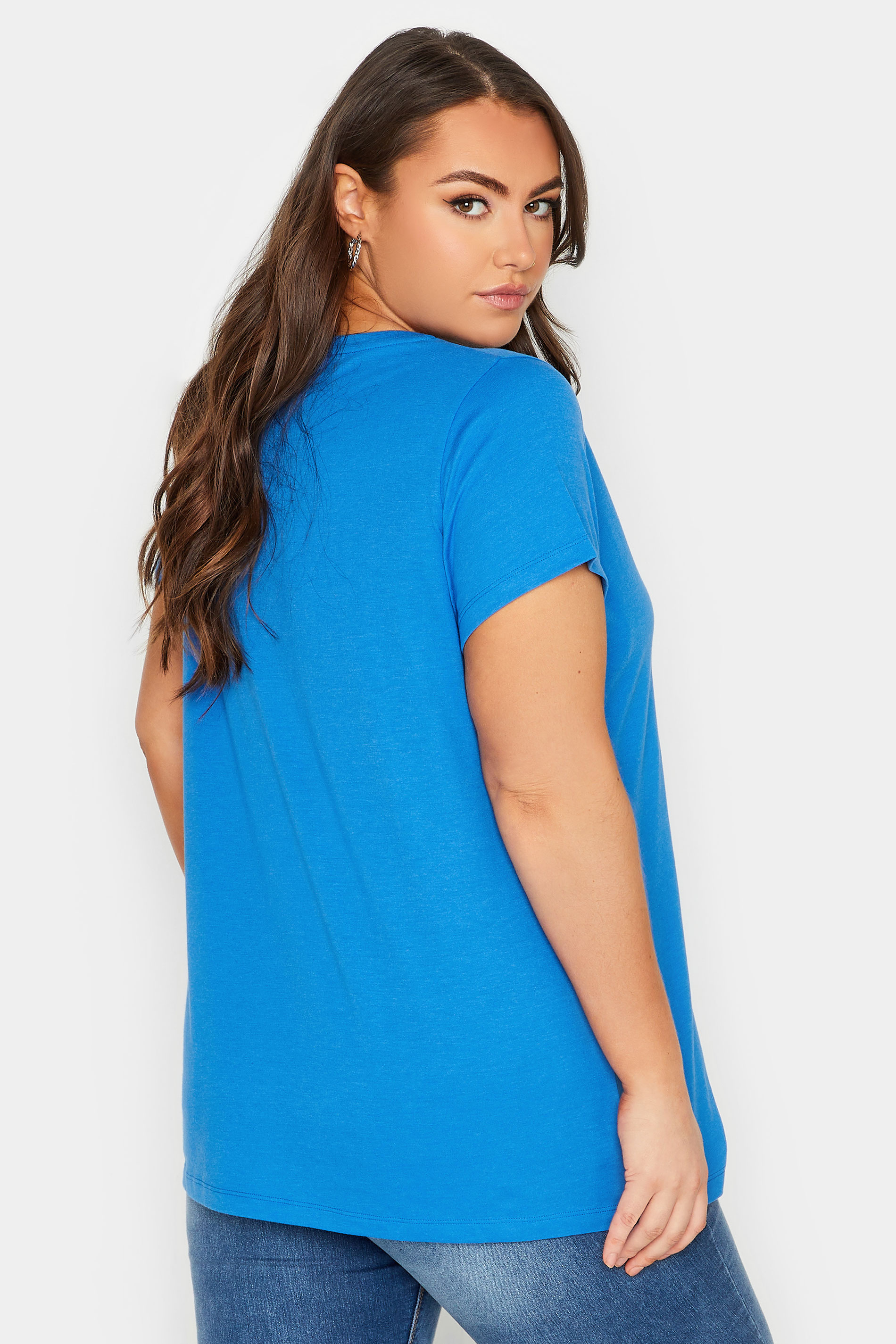 YOURS Plus Size Blue Essential T-Shirt | Yours Clothing 3