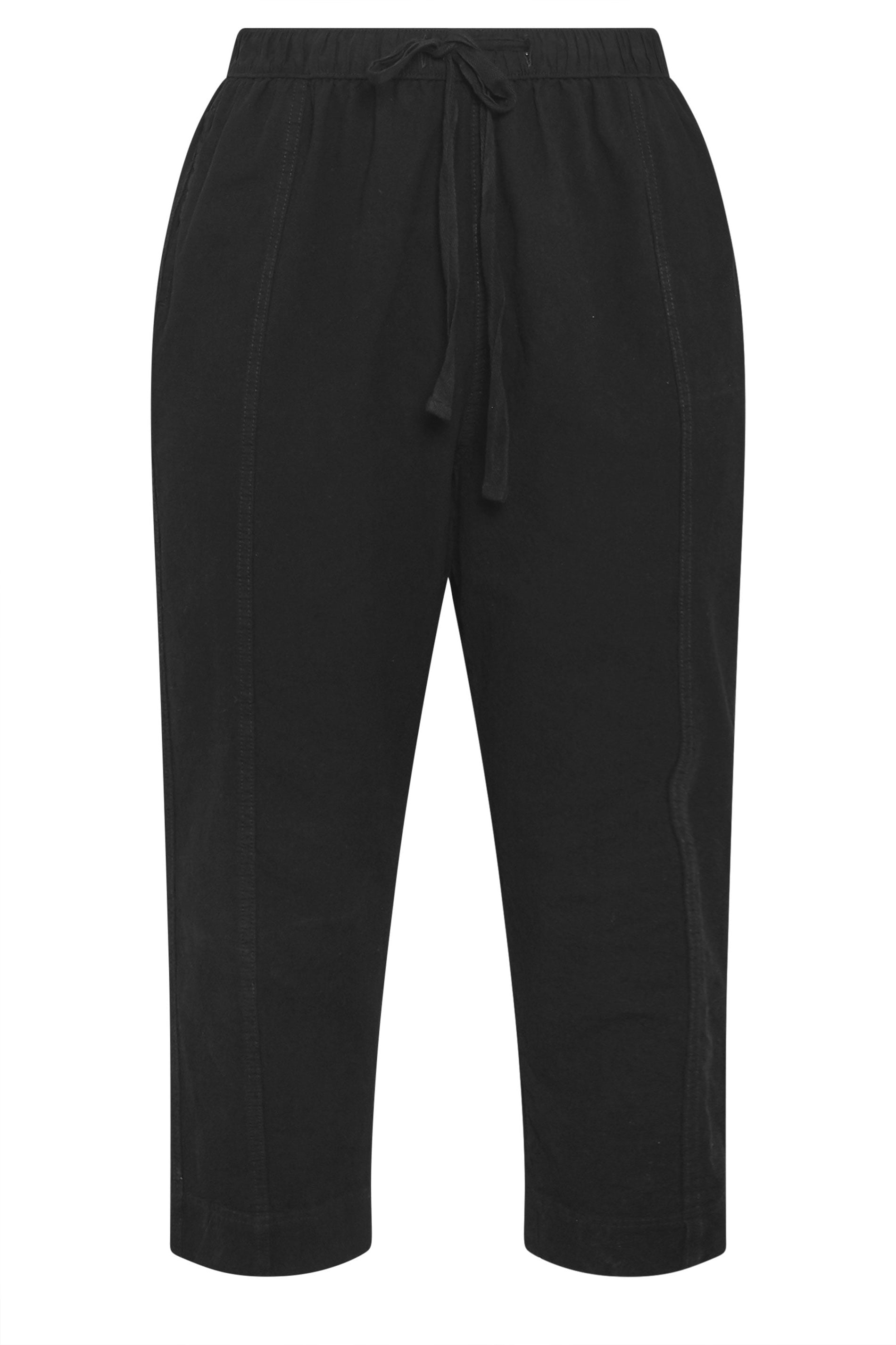 YOURS Plus Size Black  Cool Cotton Barrel Leg Trousers | Yours Clothing 5
