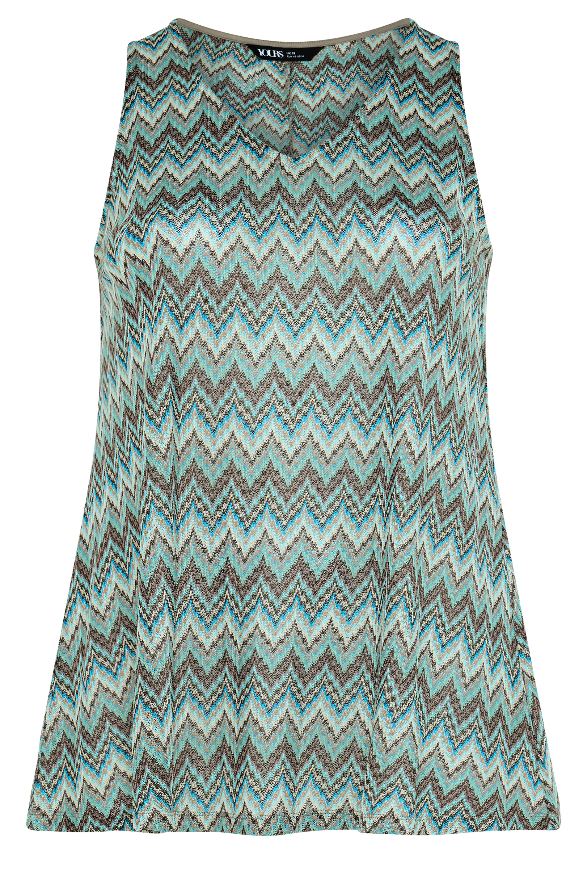 YOURS Plus Size Blue Zig Zag Vest Top | Yours Clothing 5