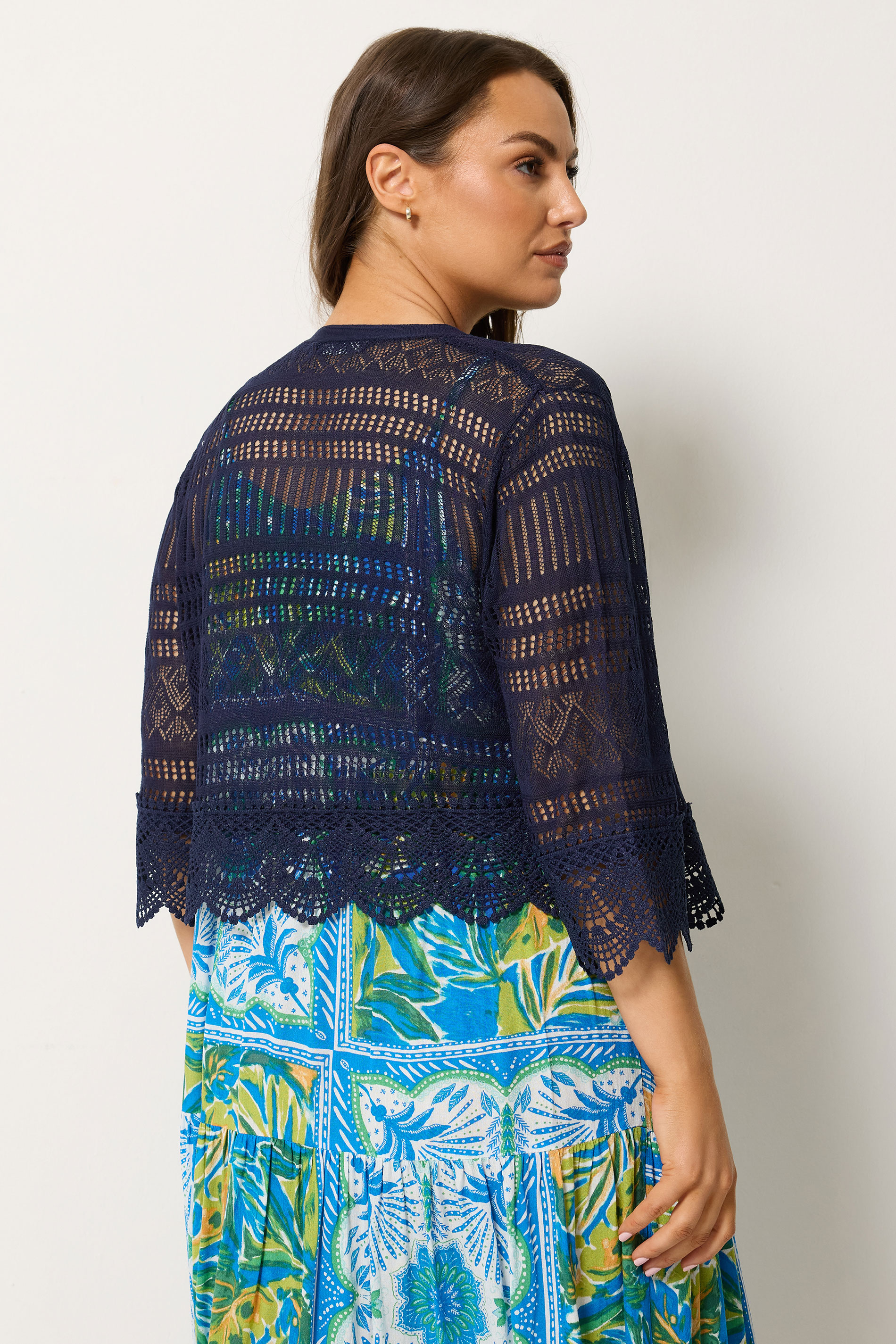YOURS Plus Size Navy Blue Waterfall Cardigan | Yours Clothing 2