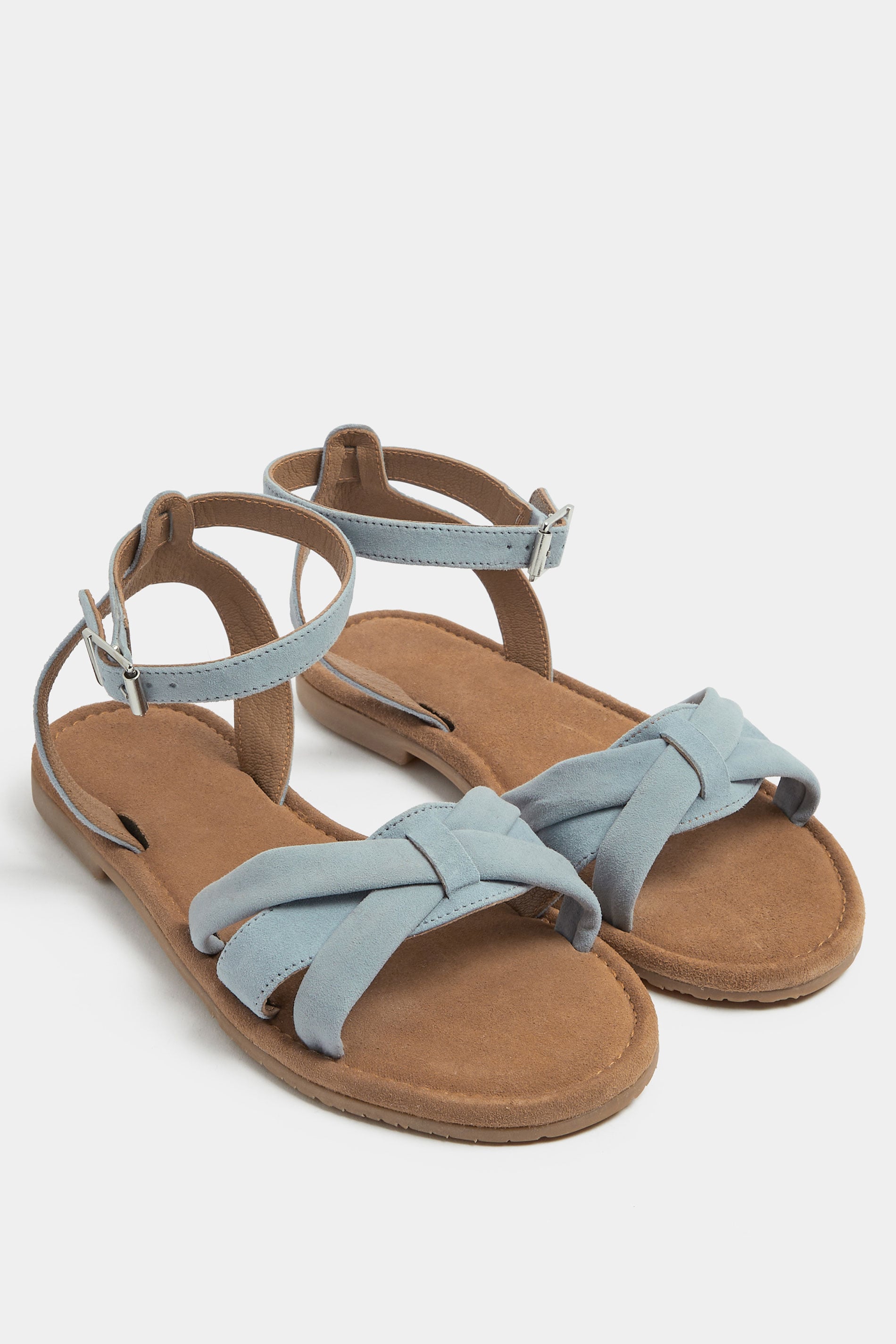 Blue  Faux Leather Cross Over Sandals In Extra Wide EEE Fit | Yours Clothing 3