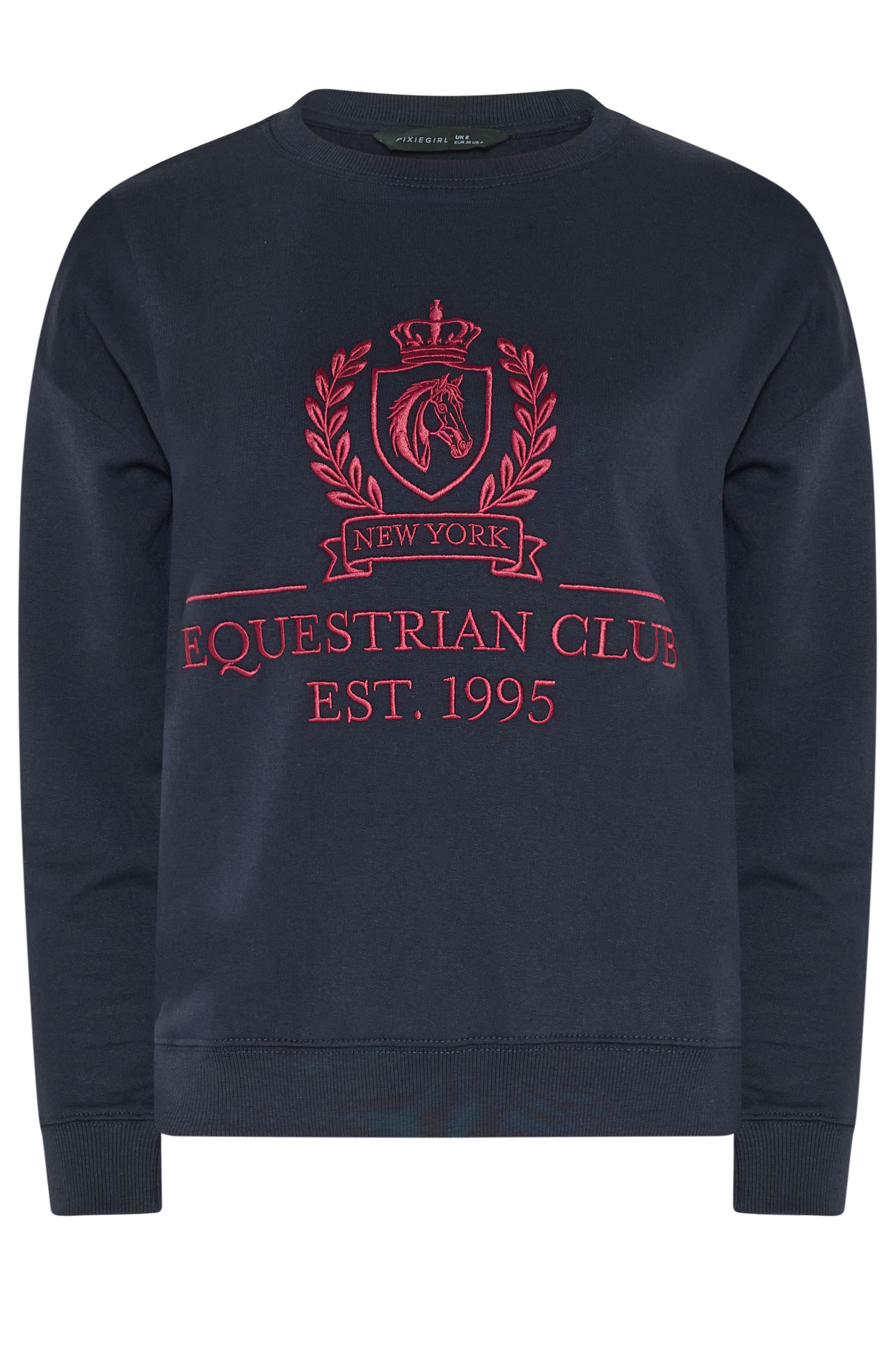 PixieGirl Petite Women’s Navy Blue Embroidered Sweatshirt | PixieGirl  1