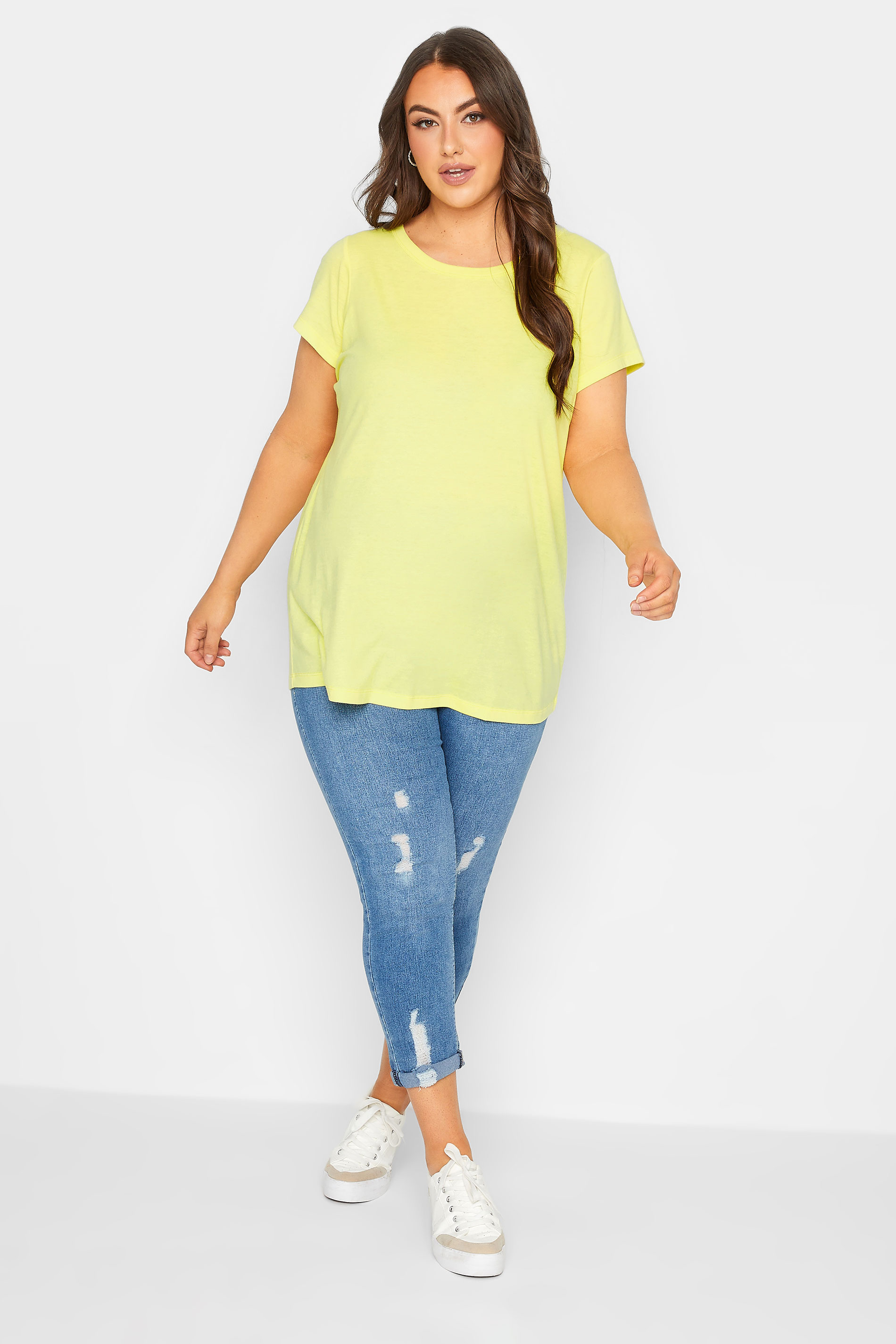 YOURS Curve Plus Size Essentials Yellow T-Shirt | Yours Clothing  2