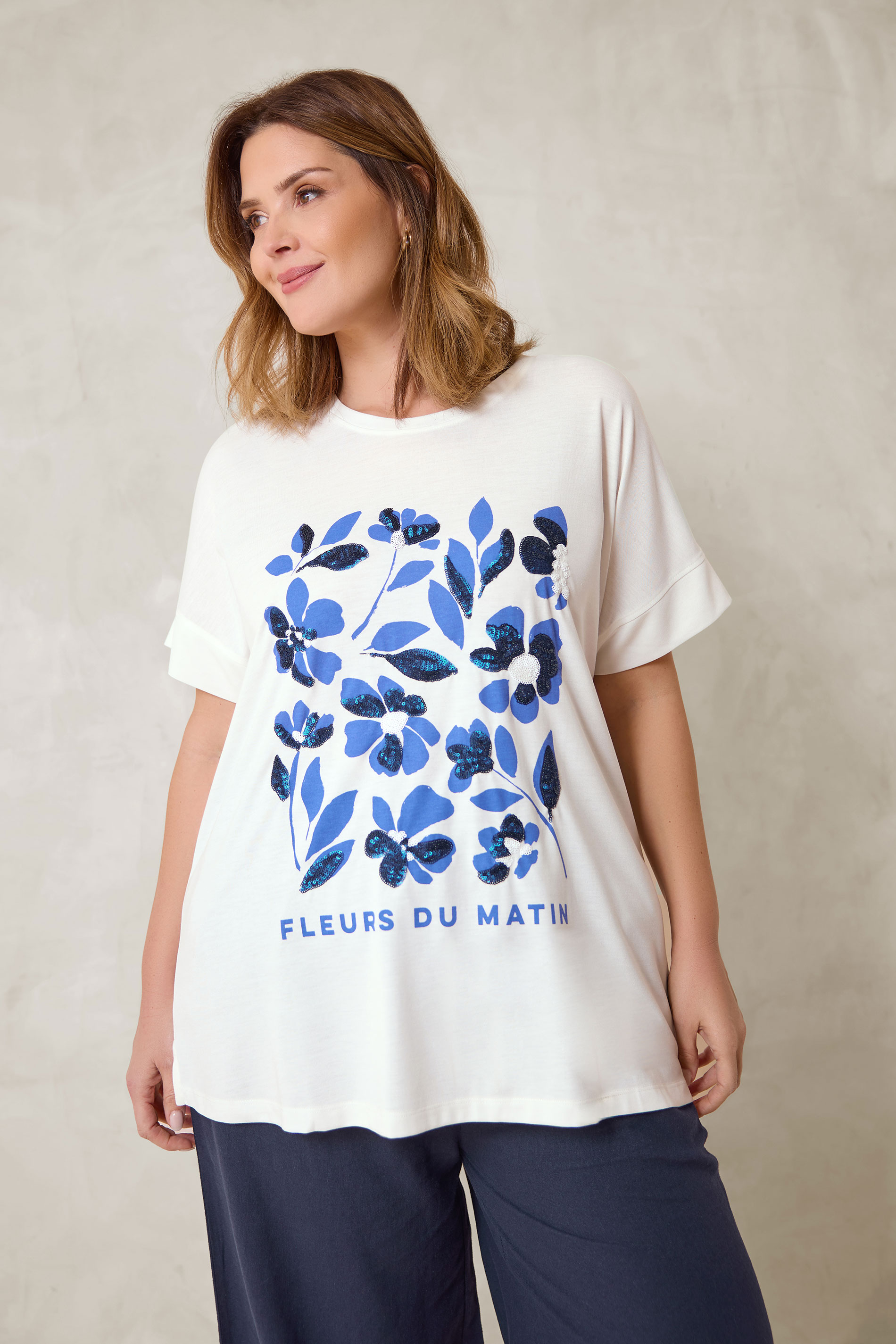EVANS Plus Size White Floral Print Graphic T-Shirt | Evans 3