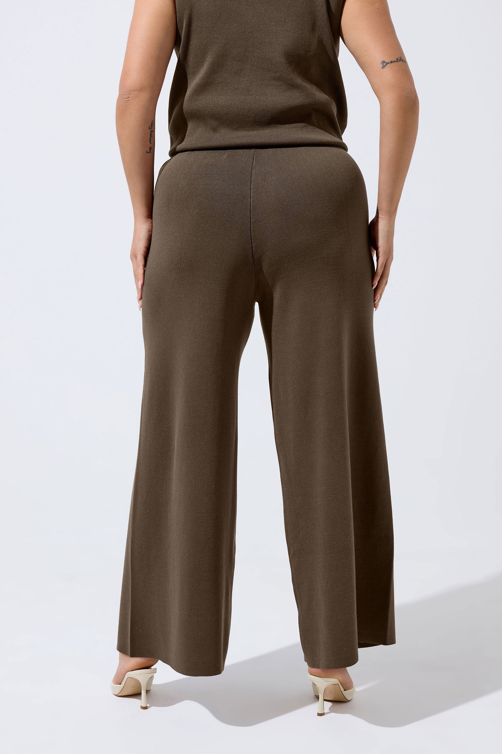 LIMITED COLLECTION Plus Size Chocolate Brown Knitted Trousers | Yours Clothing 2