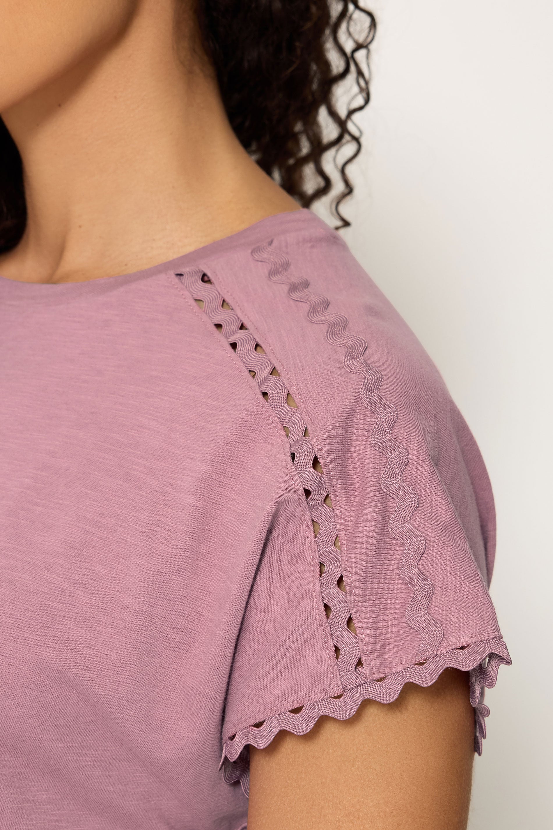 M&Co Pink Scallop Trim Detail Cotton Top | M&Co 4