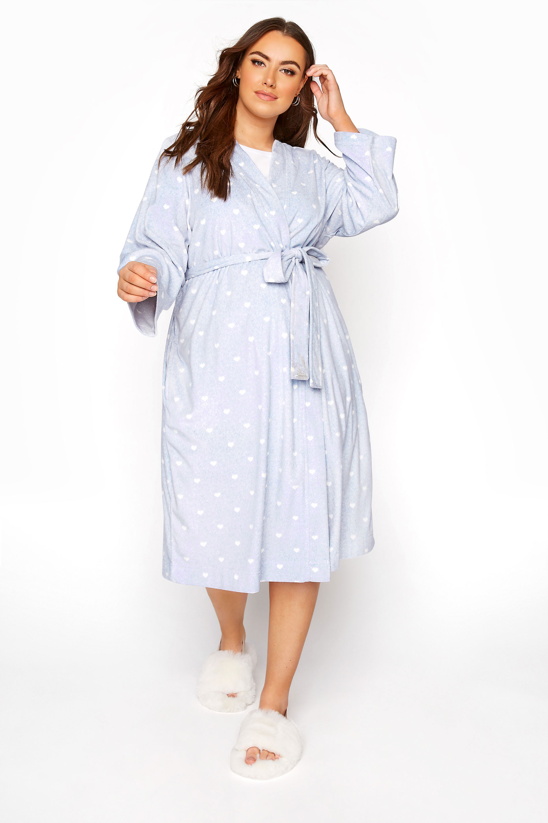 Powder Blue Flannel Fleece Heart Dressing Gown_A.jpg