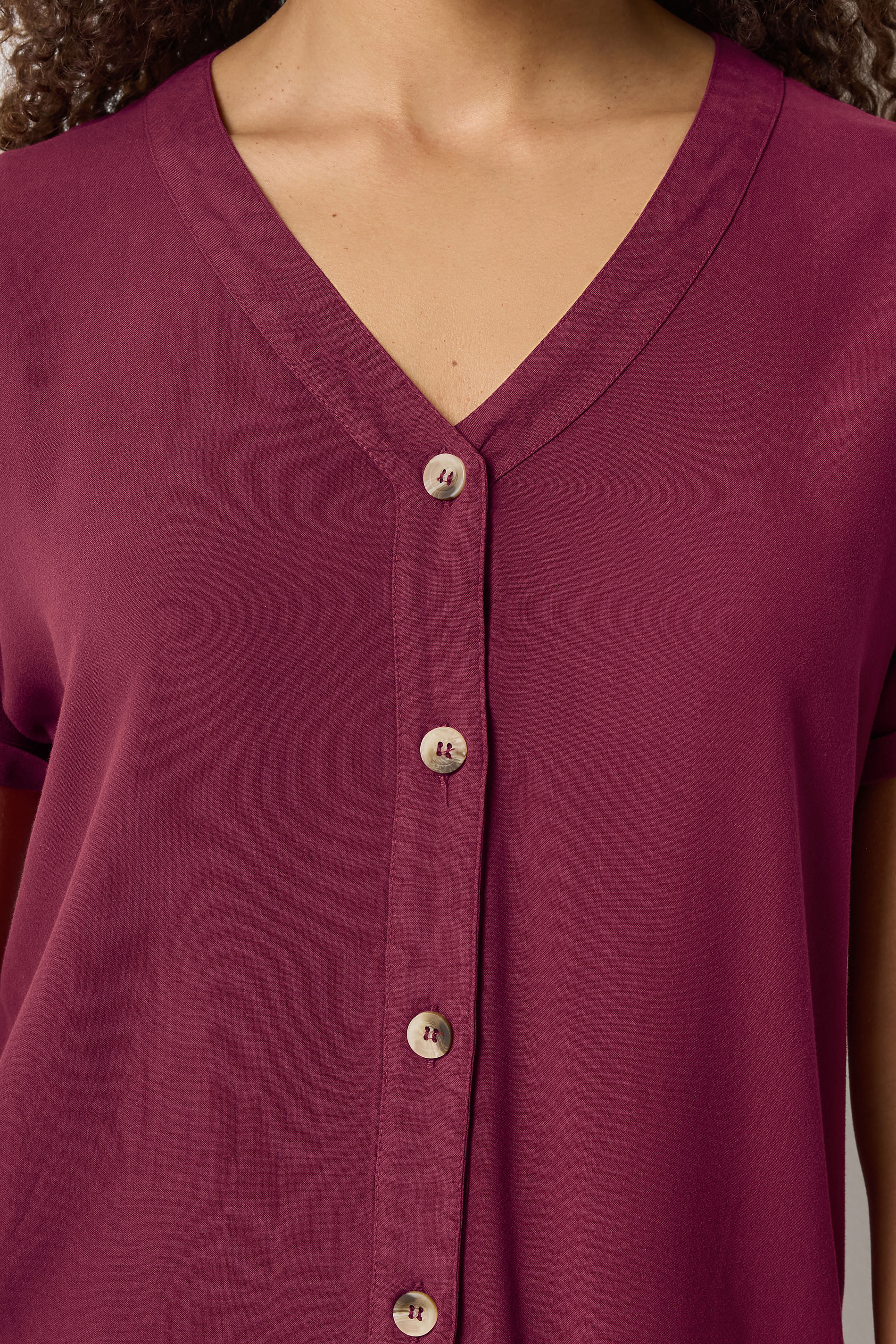 M&Co Dark Red Button Front Blouse | M&Co 4