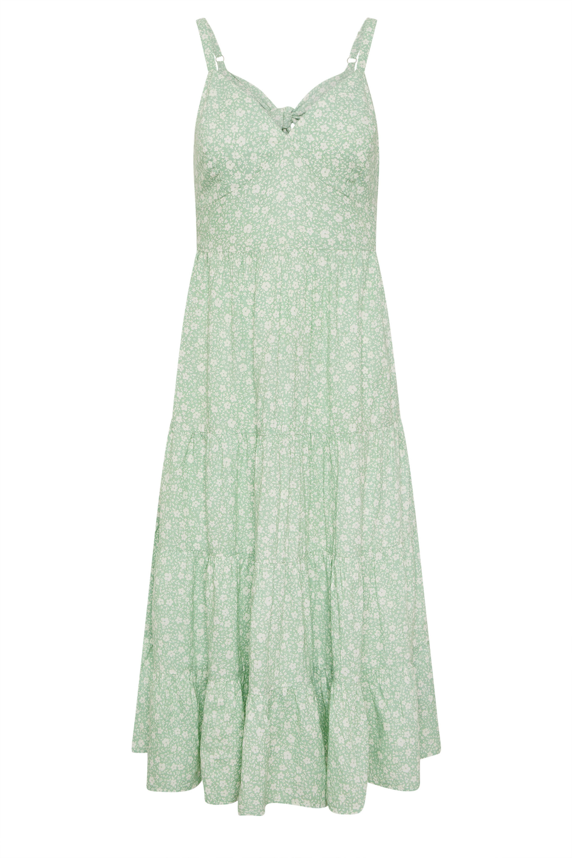 PixieGirl Petite Women's Mint Green Floral Tie Back Midi Dress | PixieGirl 5