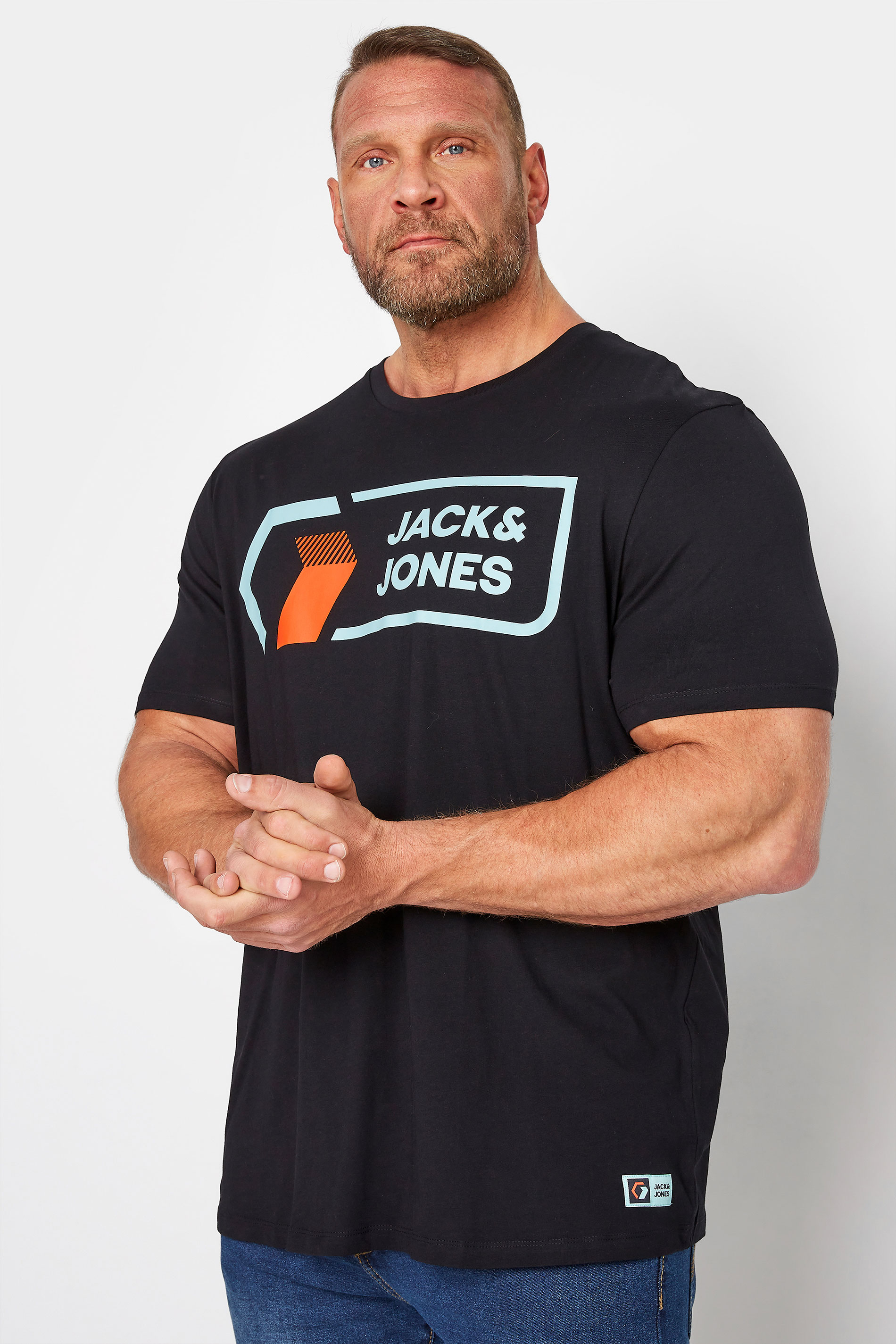 JACK & JONES Big & Tall Black Logan T-Shirt_A.jpg
