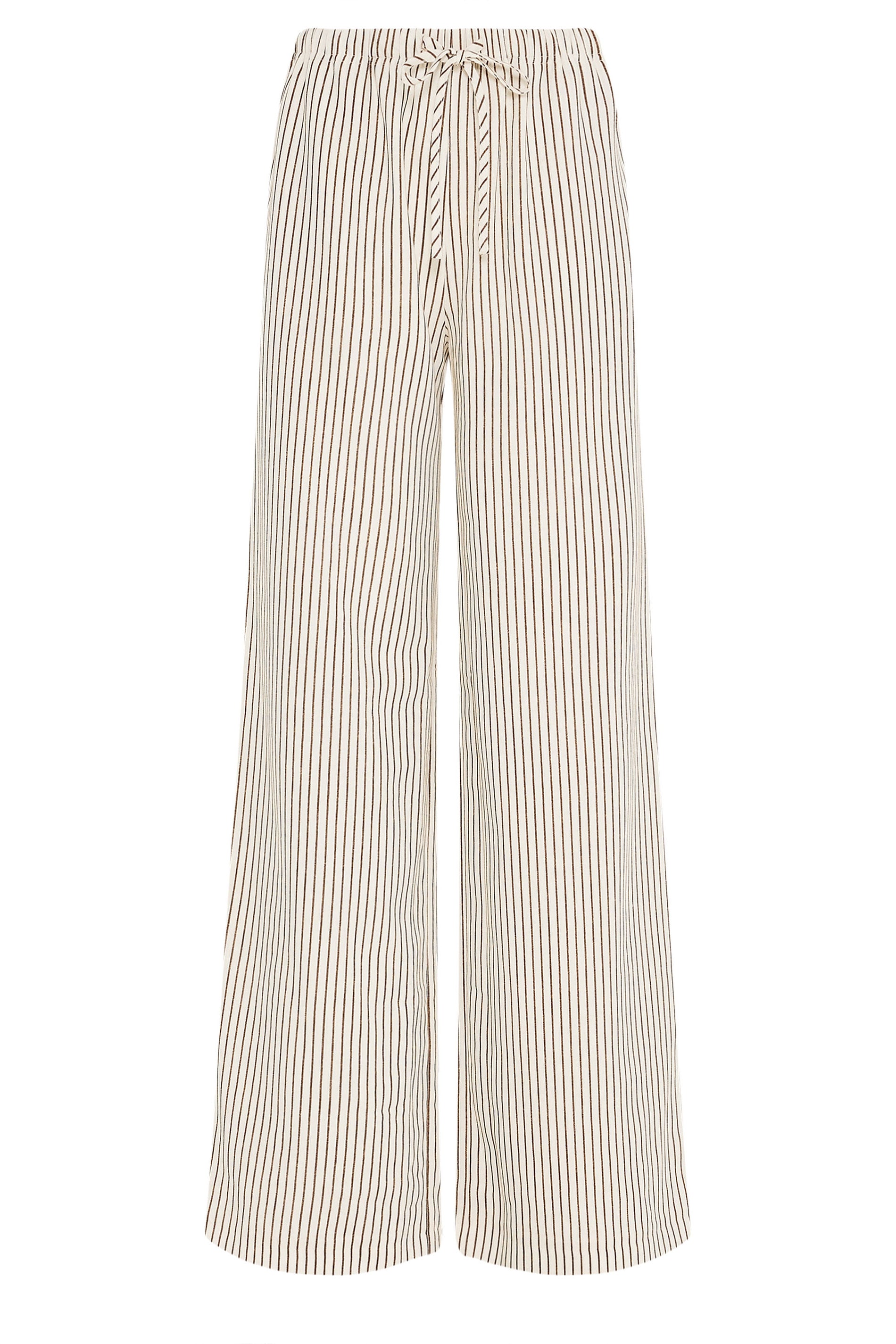 LTS Tall Women's Ivory White & Brown Stripe Wide Leg Trousers | Long Tall Sally 5