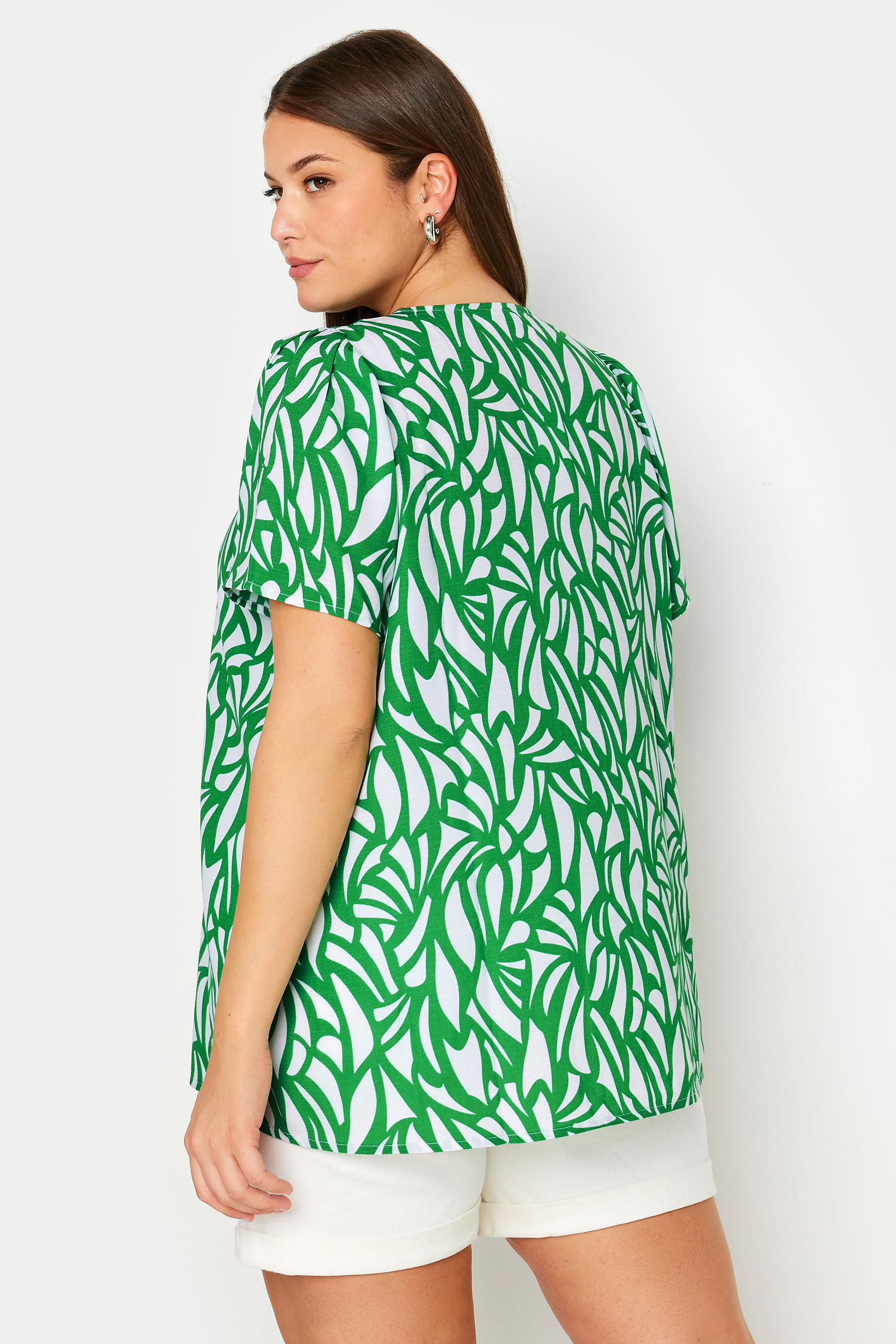 YOURS Plus Size Green Abstract Print Button Front Blouse | Yours Clothing 3
