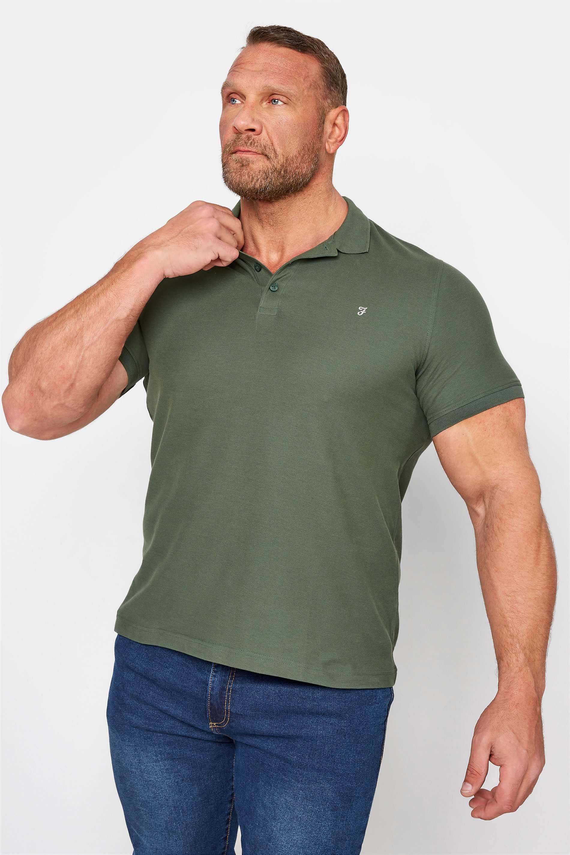 FARAH Big & Tall Khaki Green Organic Polo Shirt 1