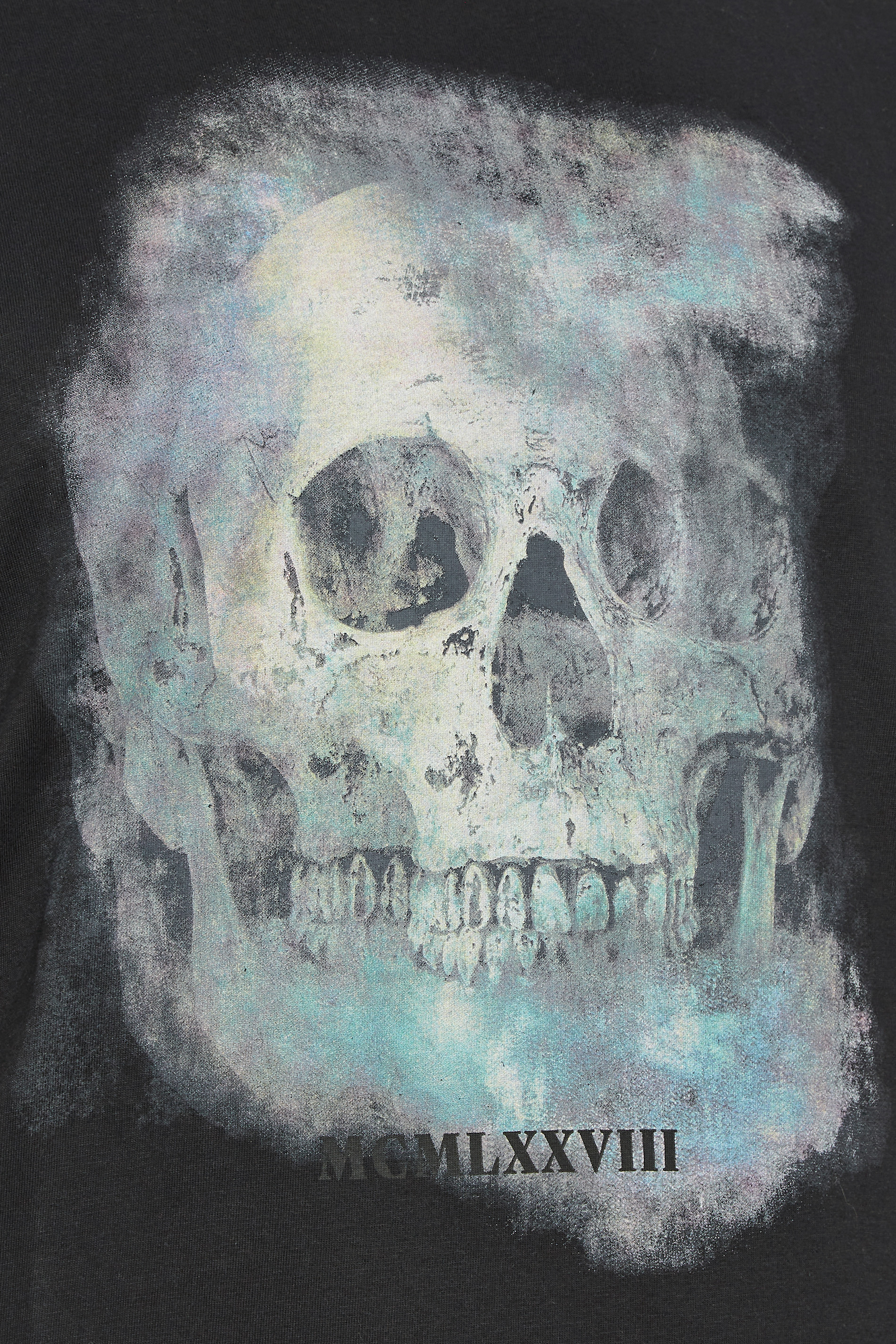 BadRhino Big & Tall Black Blurred Skull Print T-Shirt | BadRhino 3