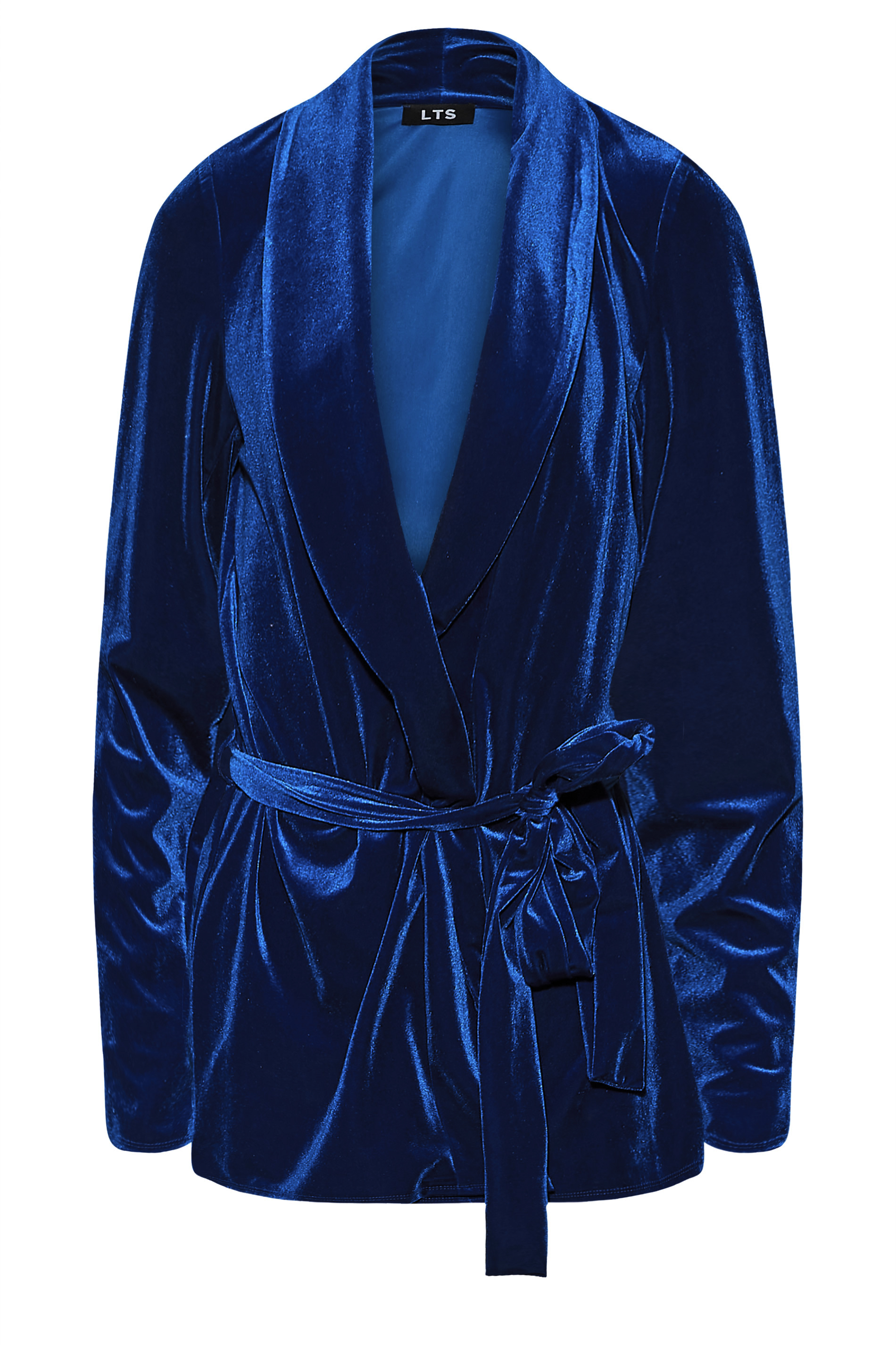 LTS Tall Women's Bright Blue Velvet Belted Blazer | Long Tall Sally 2