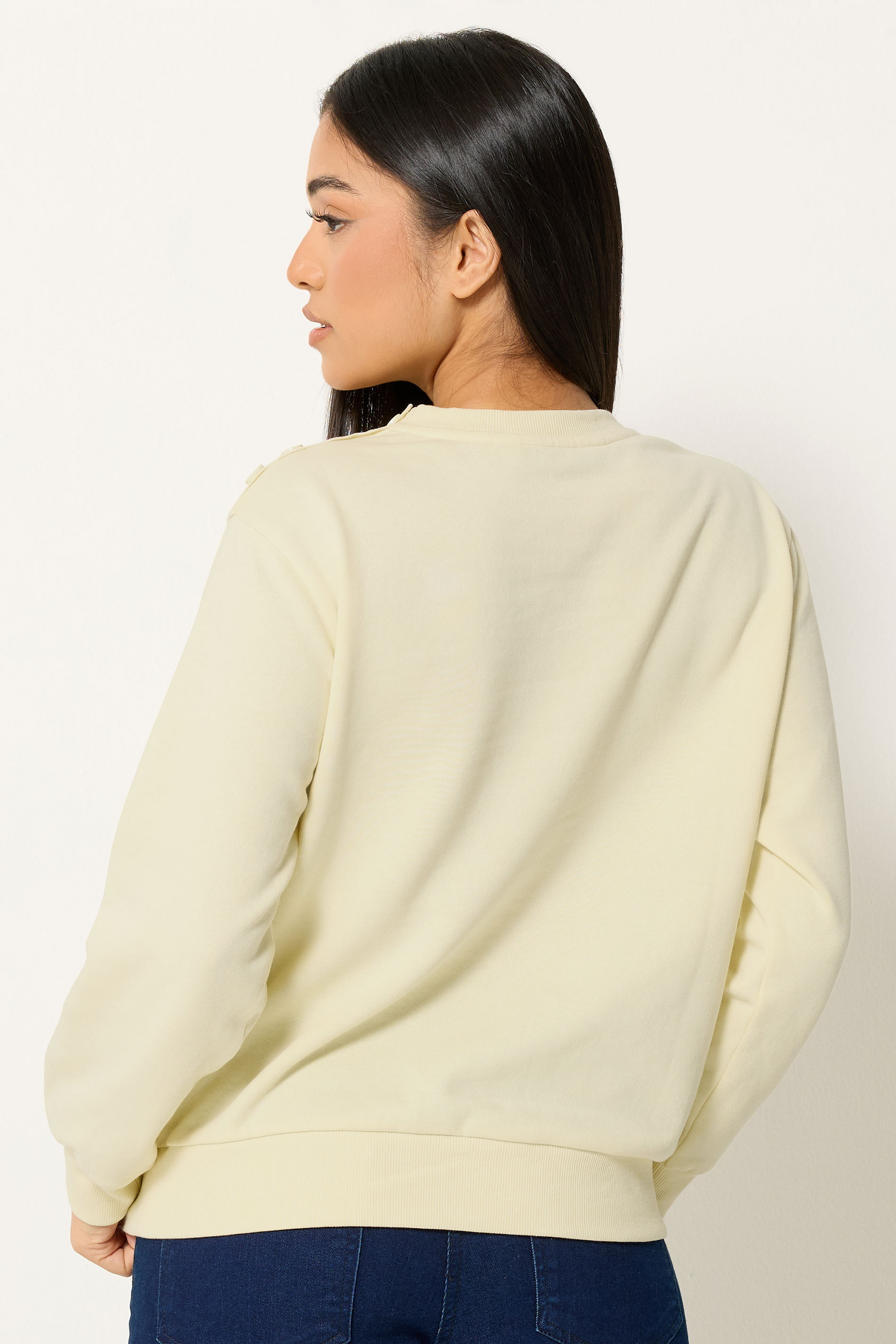 M&Co Petite Yellow Button Detail Sweatshirt | M&Co 2