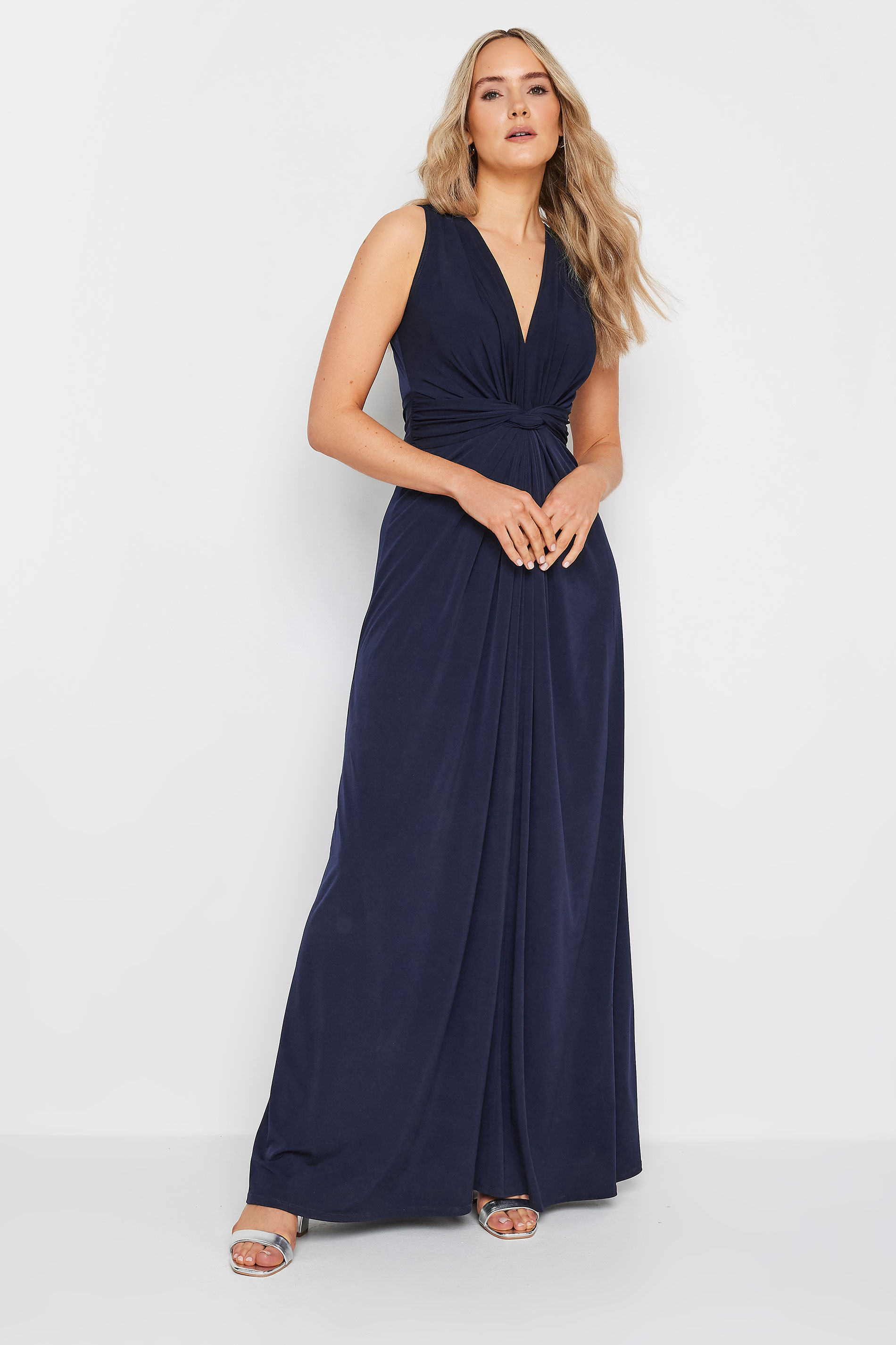 LTS Tall Womens Navy Blue Knot Front Maxi Dress | Long Tall Sally 2
