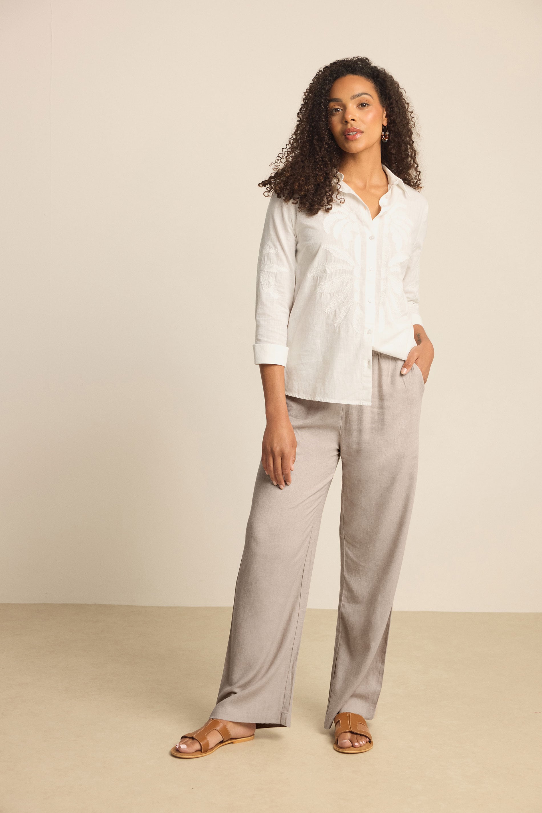 M&Co White Embroidered Cotton Shirt | M&Co 3