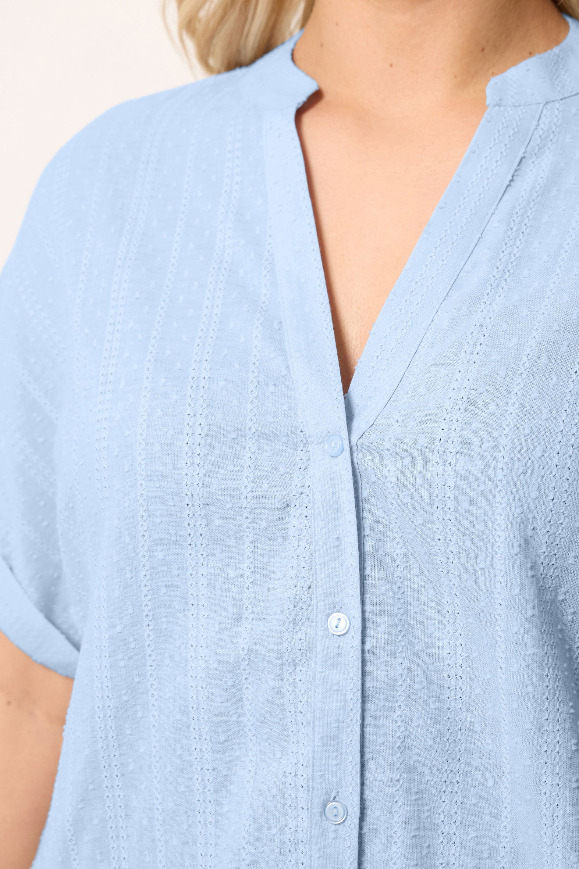 YOURS Plus Size Blue Dobby Textured Blouse | Yours Clothing 4