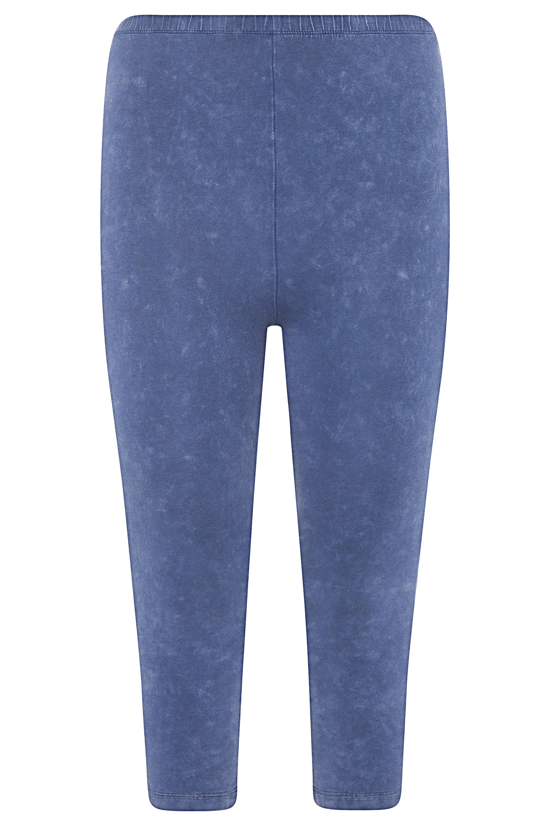 Blue Acid Wash Cropped Leggings | Yours 