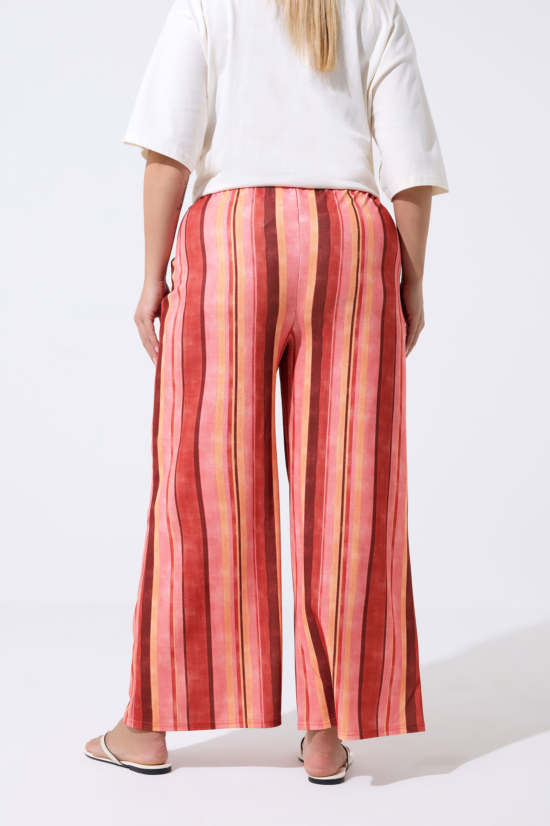 LIMITED COLLECTION Plus Size Red Striped Wide Leg Trousers | Yours Clothing 2