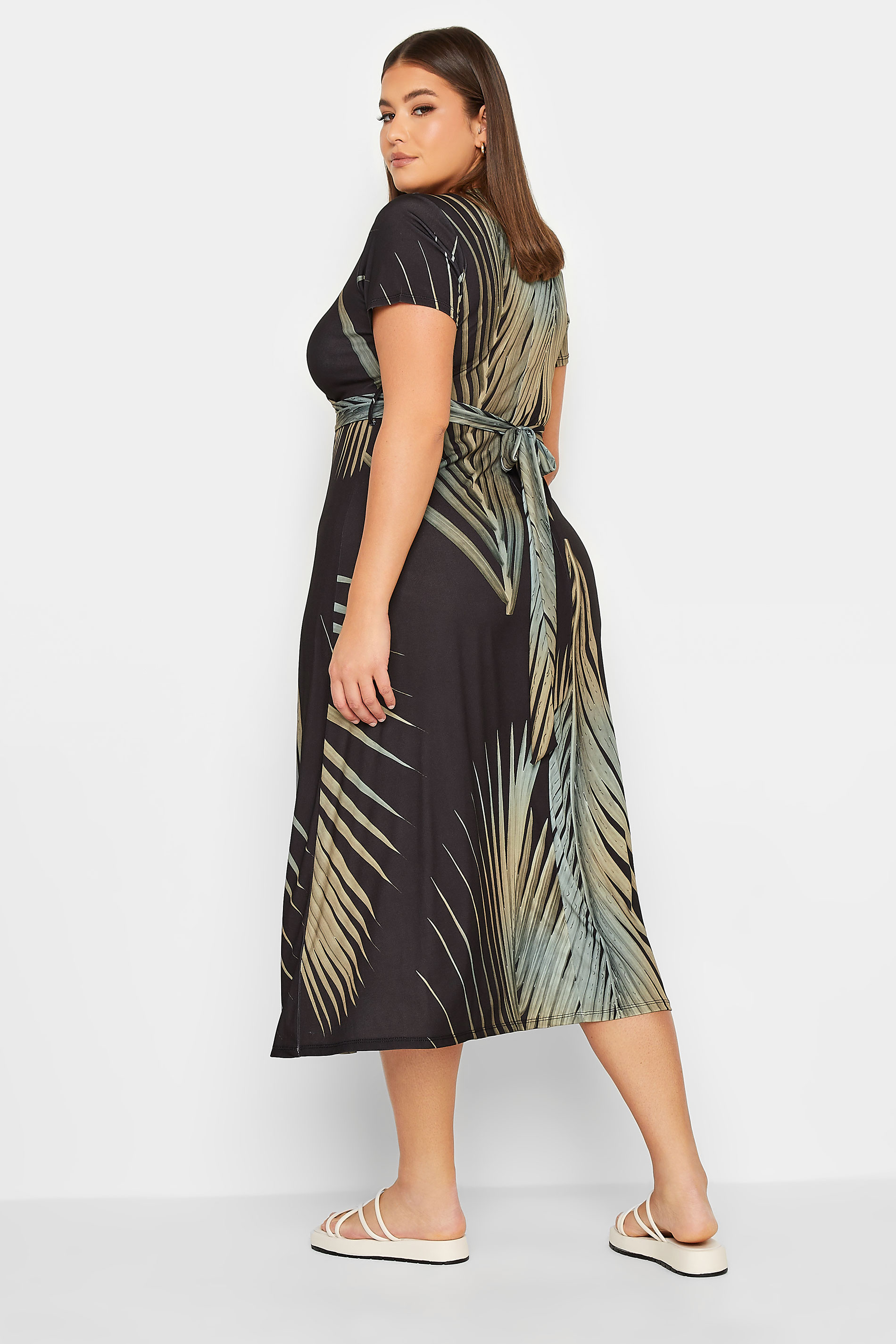 YOURS Curve Leaf Print Wrap Dress | Yours Clothing 3