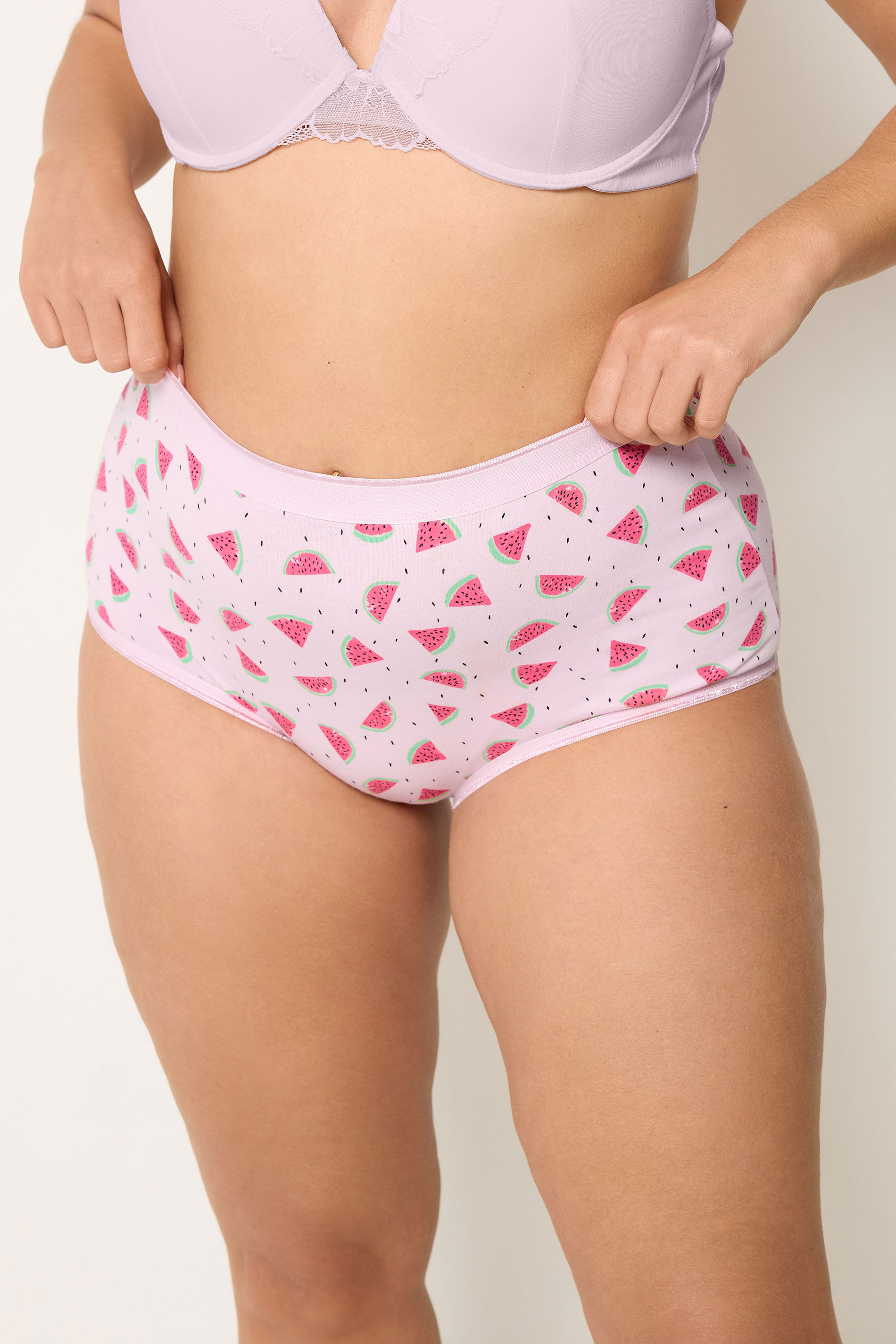 YOURSET 5 PACK Plus Size Pink Watermelon Print Full Briefs | Yours Clothing 2