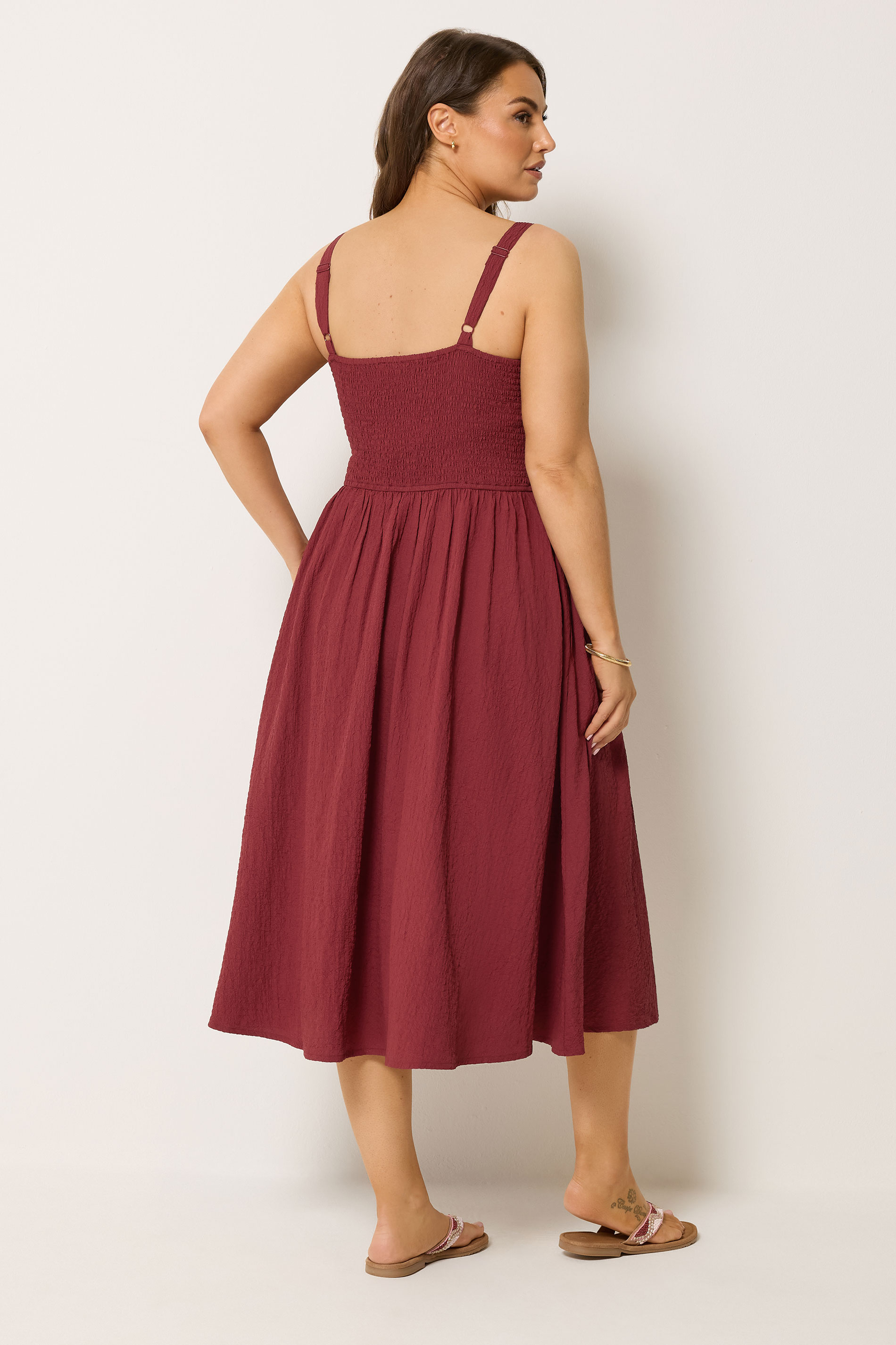 YOURS Plus Size Red Shirred Sundress | Yours Clothing 2