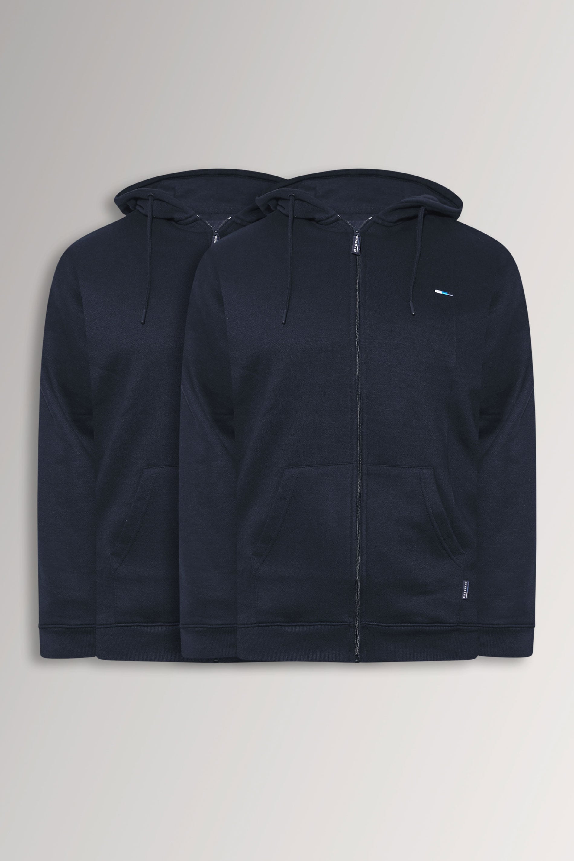 BadRhino Big & Tall 2 PACK Navy Blue Zip Through Hoodies | BadRhino 3