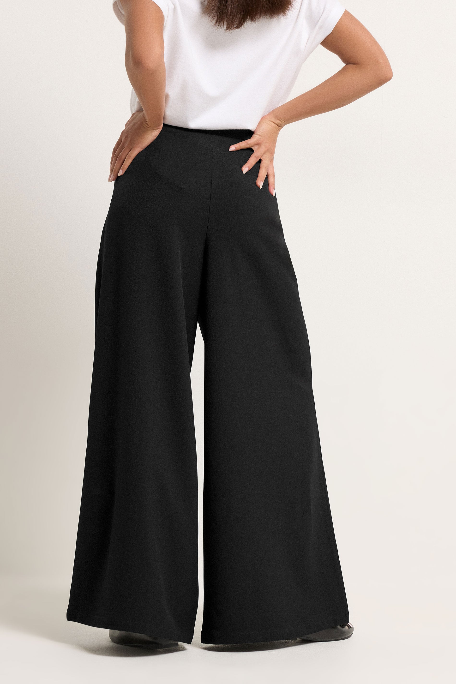 PixieGirl Petite Women's Black Pleat Front Palazzo Trousers | PixieGirl 2