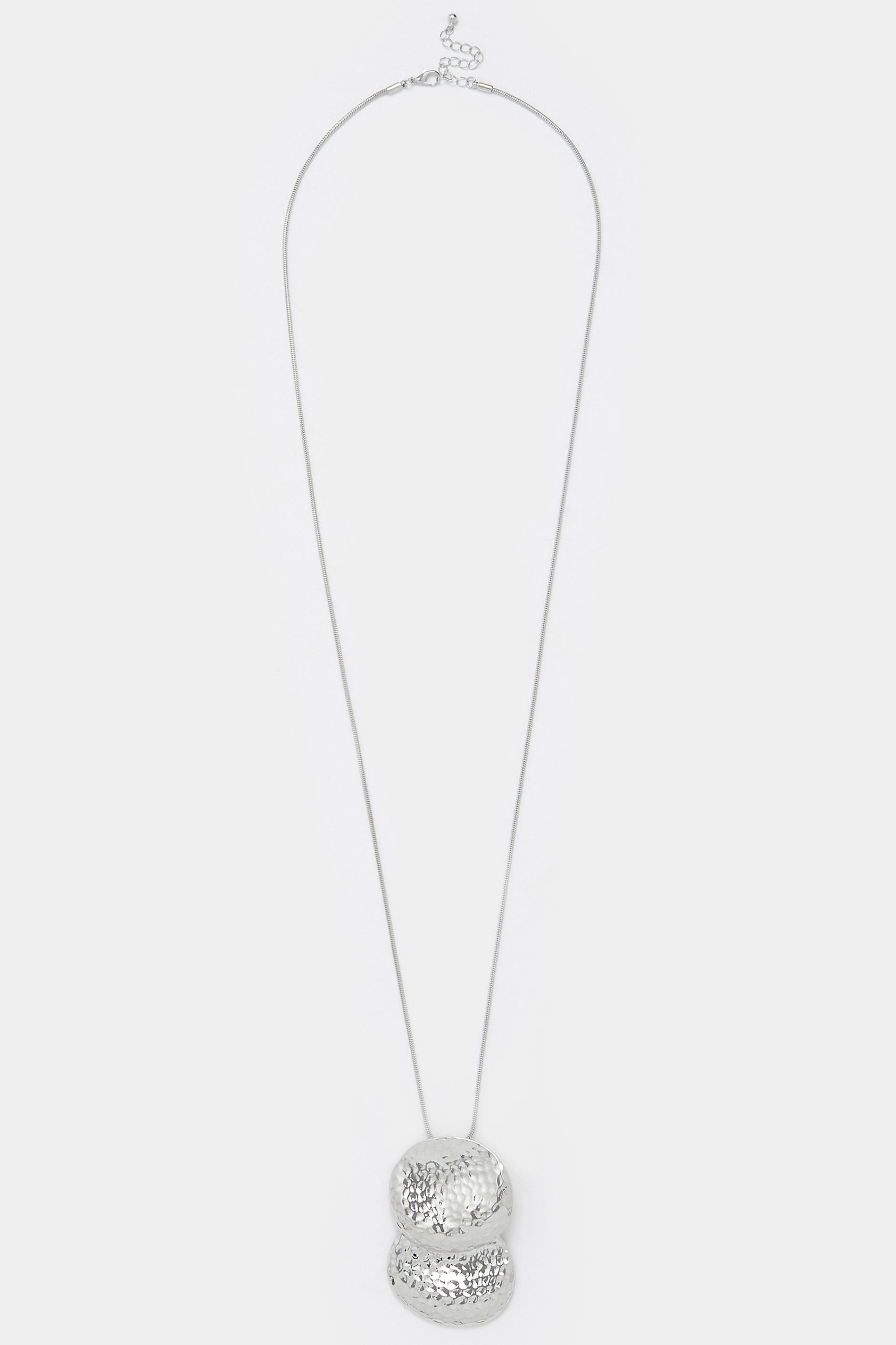 Silver Tone Long Double Circle Pendant Necklace | Yours Clothing 3