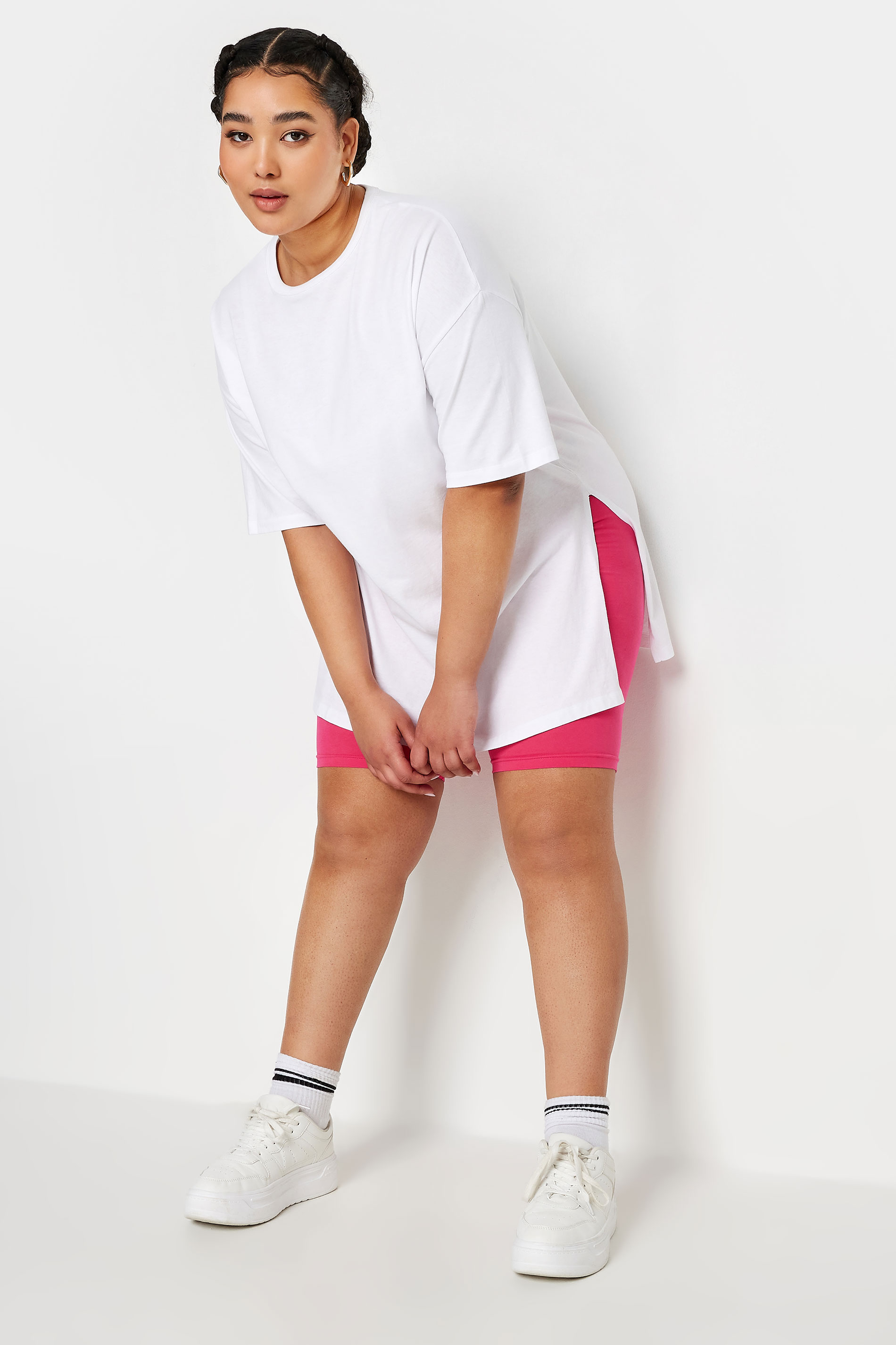 YOURS Plus Size Pink Cycling Shorts | Yours Clothing 2