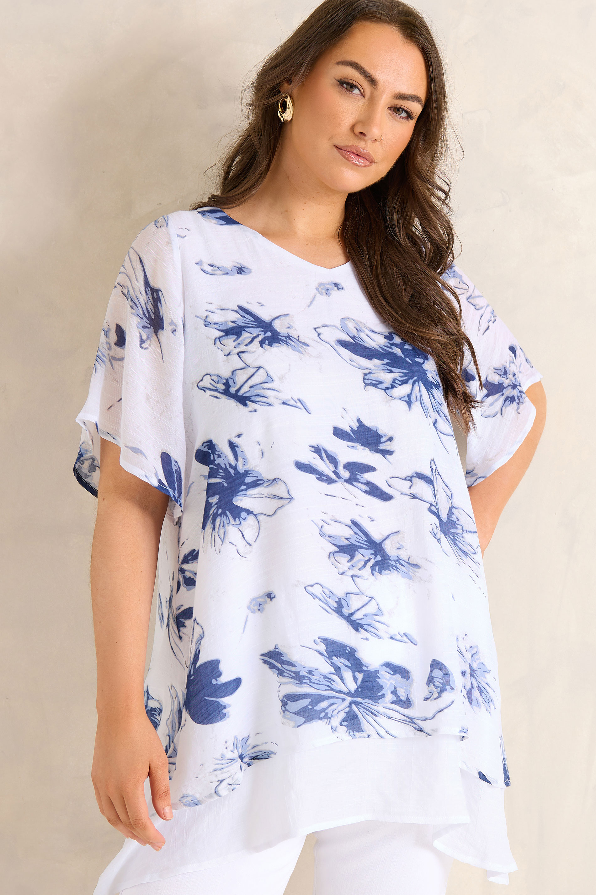 EVANS Plus Size Purple Double Layer Angel Top | Evans 3