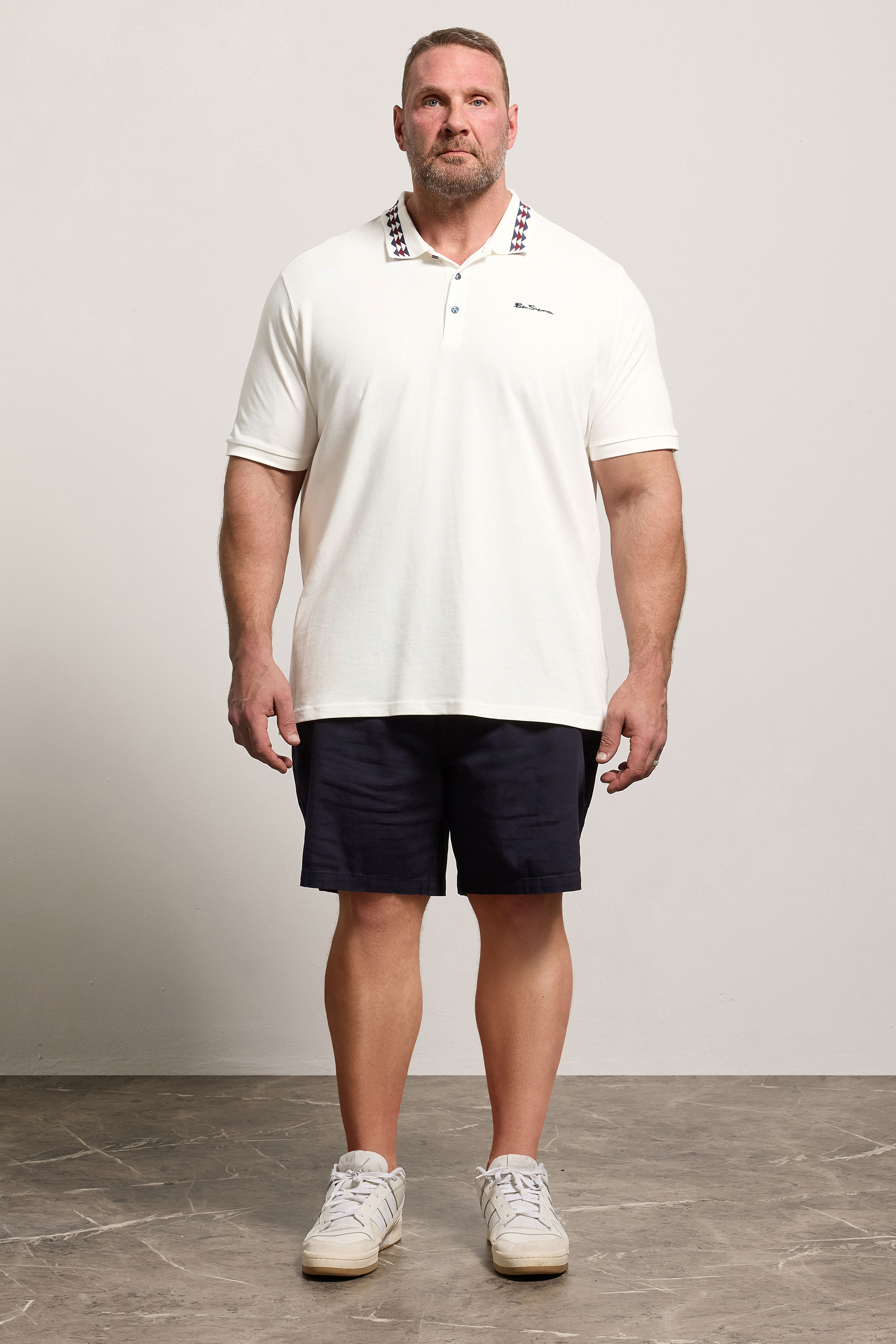 Ben Sherman Big & Tall White Pique Polo Shirt | BadRhino 1