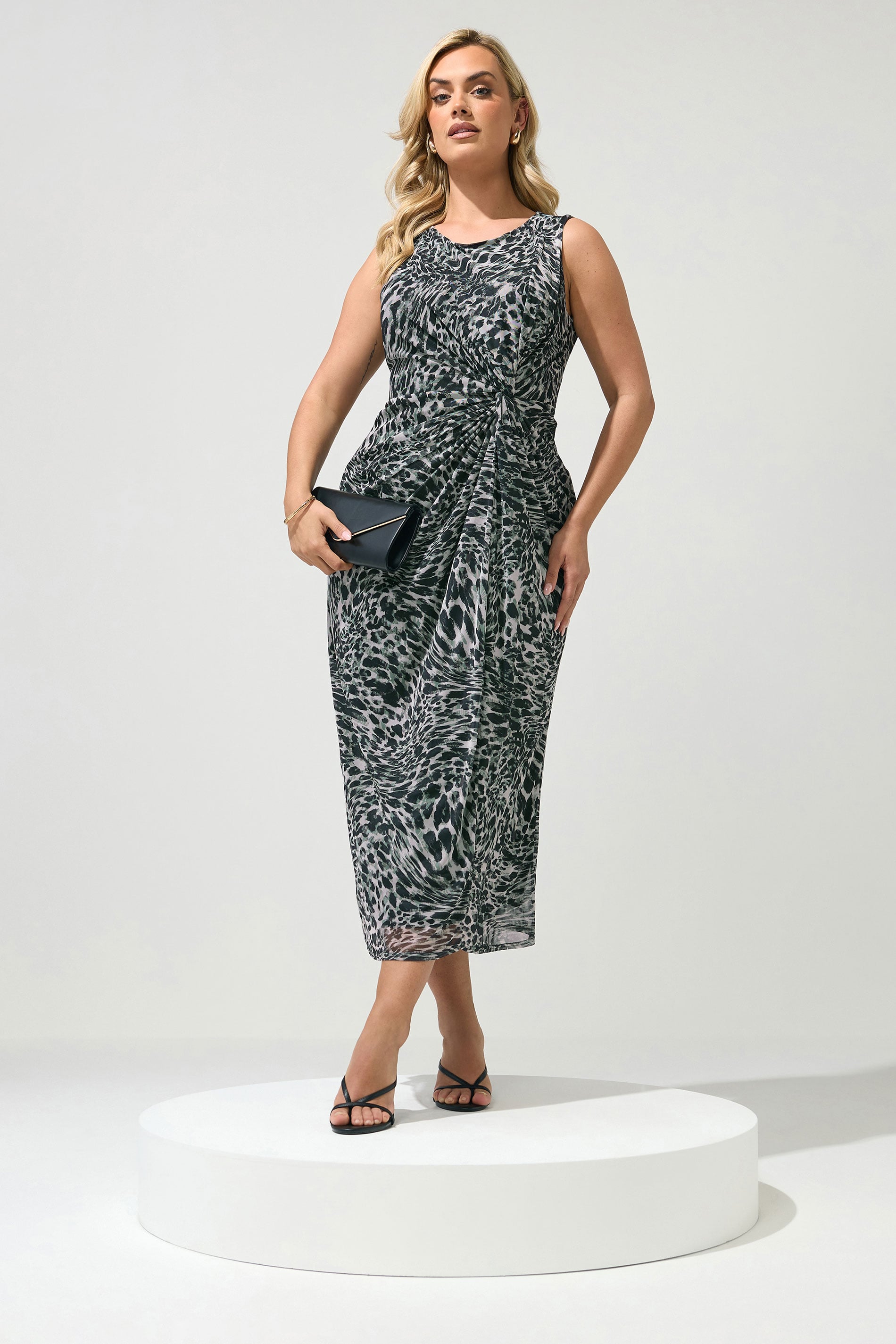 YOURS LONDON Plus Size Grey Animal Dress | Yours Clothing 3