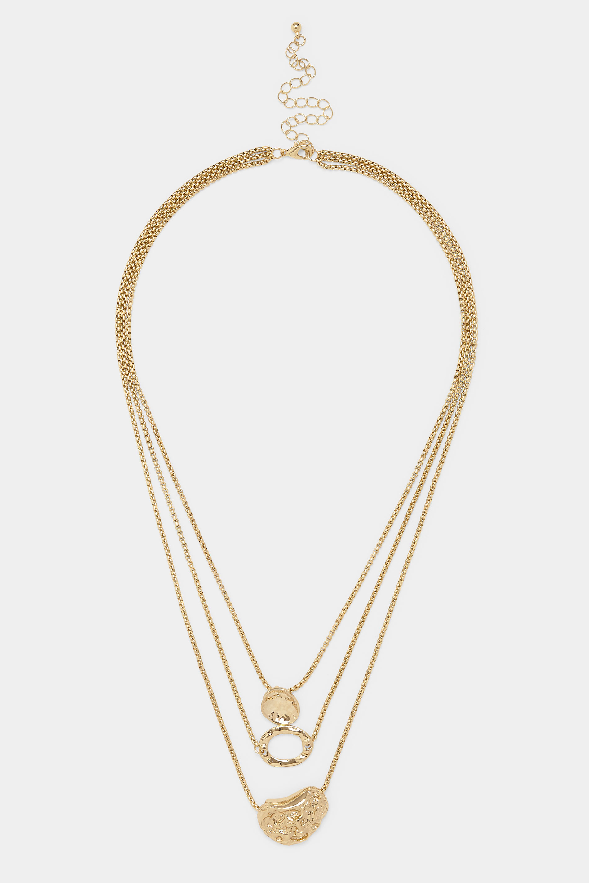 Gold Tone Layered Pendant Necklace | Yours Clothing 1