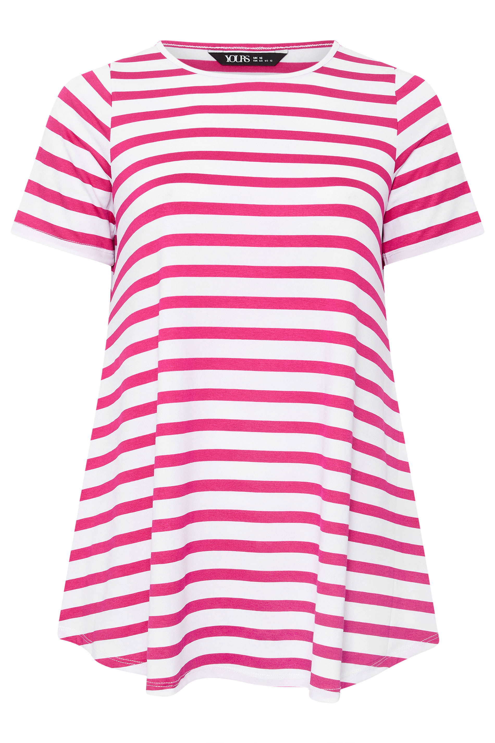 Yours Plus Size Pink Stripe Swing T-Shirt | Yours Clothing 5