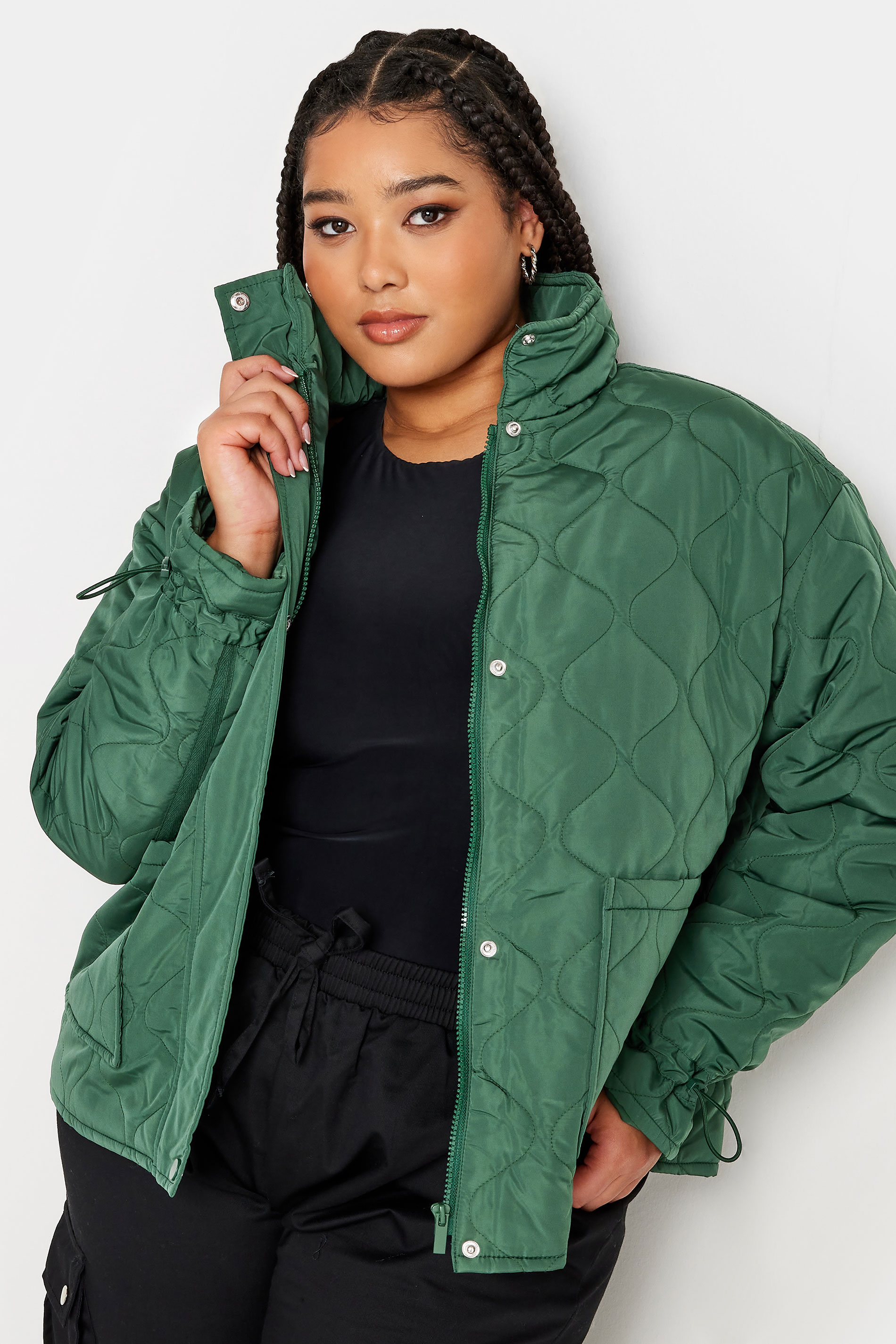 YOURS Plus Size Green Quilted Jacket | Yours Clothing 1