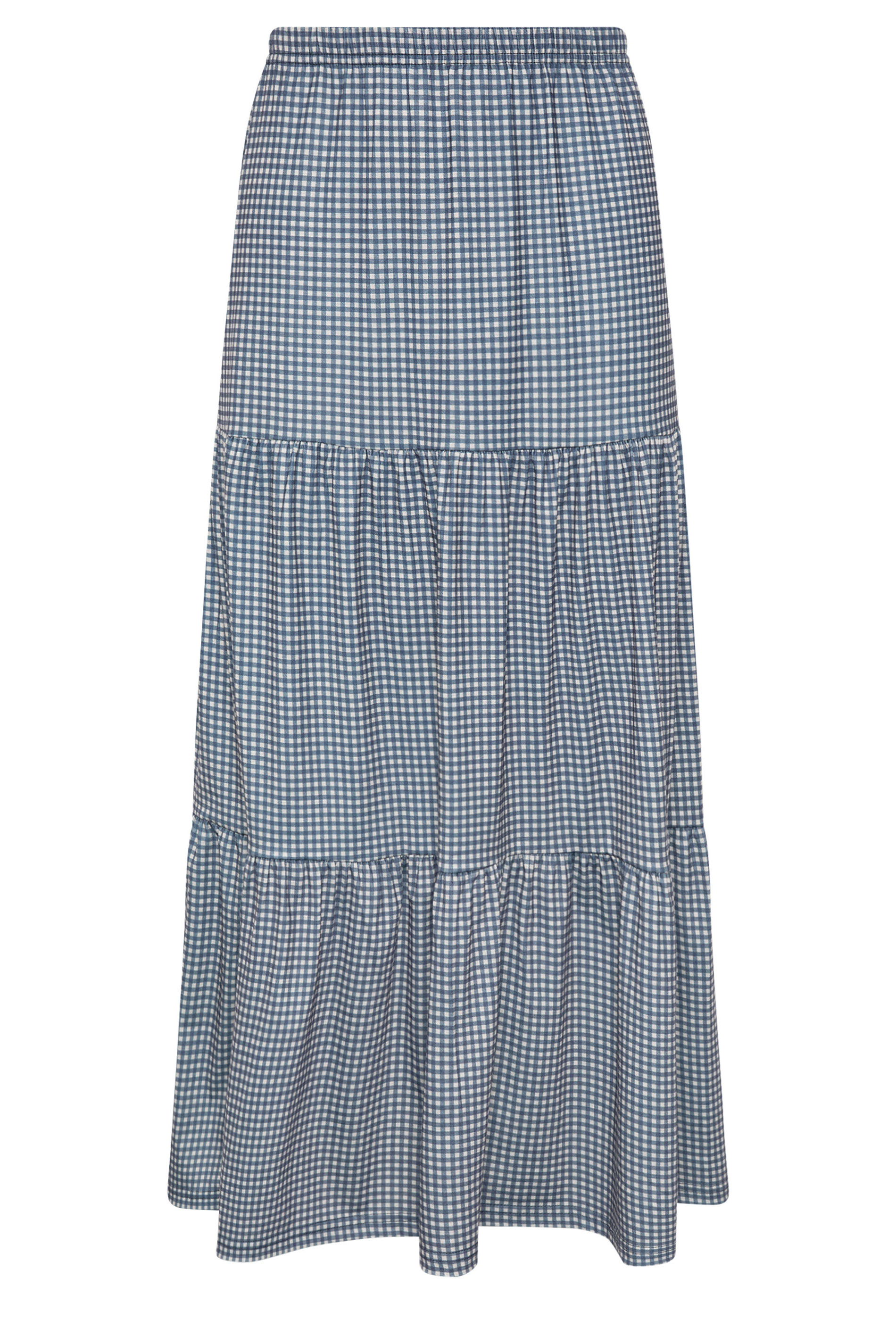 M&Co Petite Blue Gingham Tiered Maxi Skirt | M&Co 5