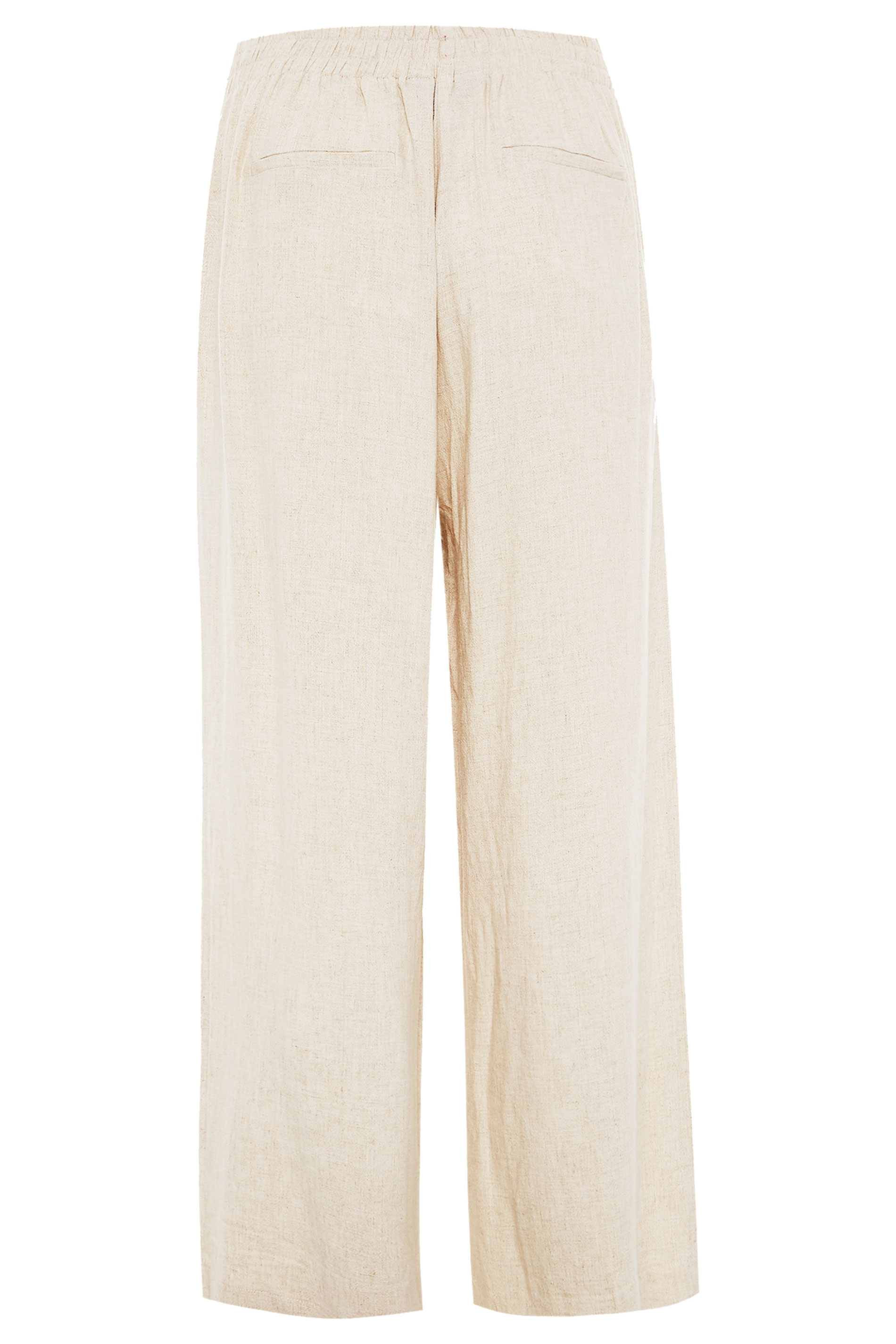 LTS Cream Linen Mix Shirred Waist Cropped Trousers | Long Tall Sally