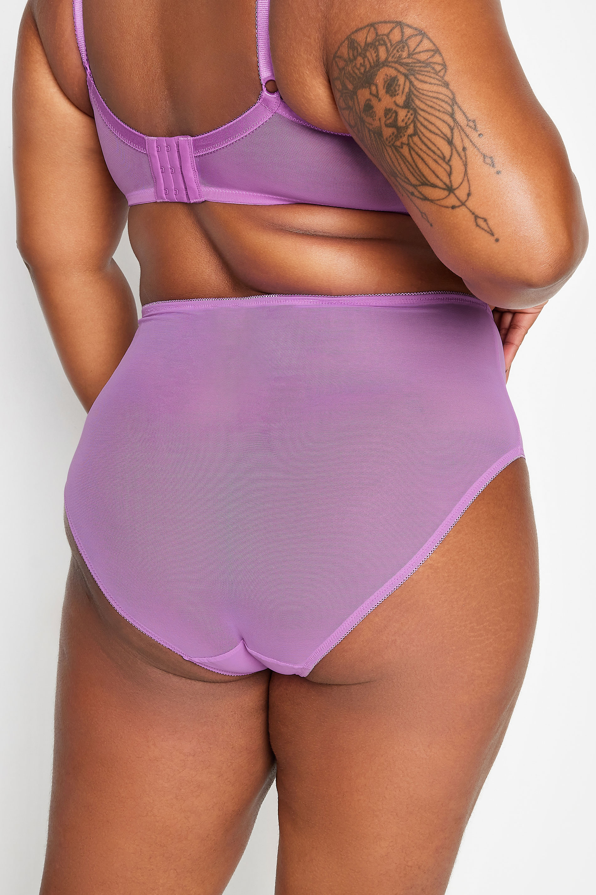 YOURS Plus Size Lilac Purple Lace High Waisted Full Briefs | Yours Clothing 3