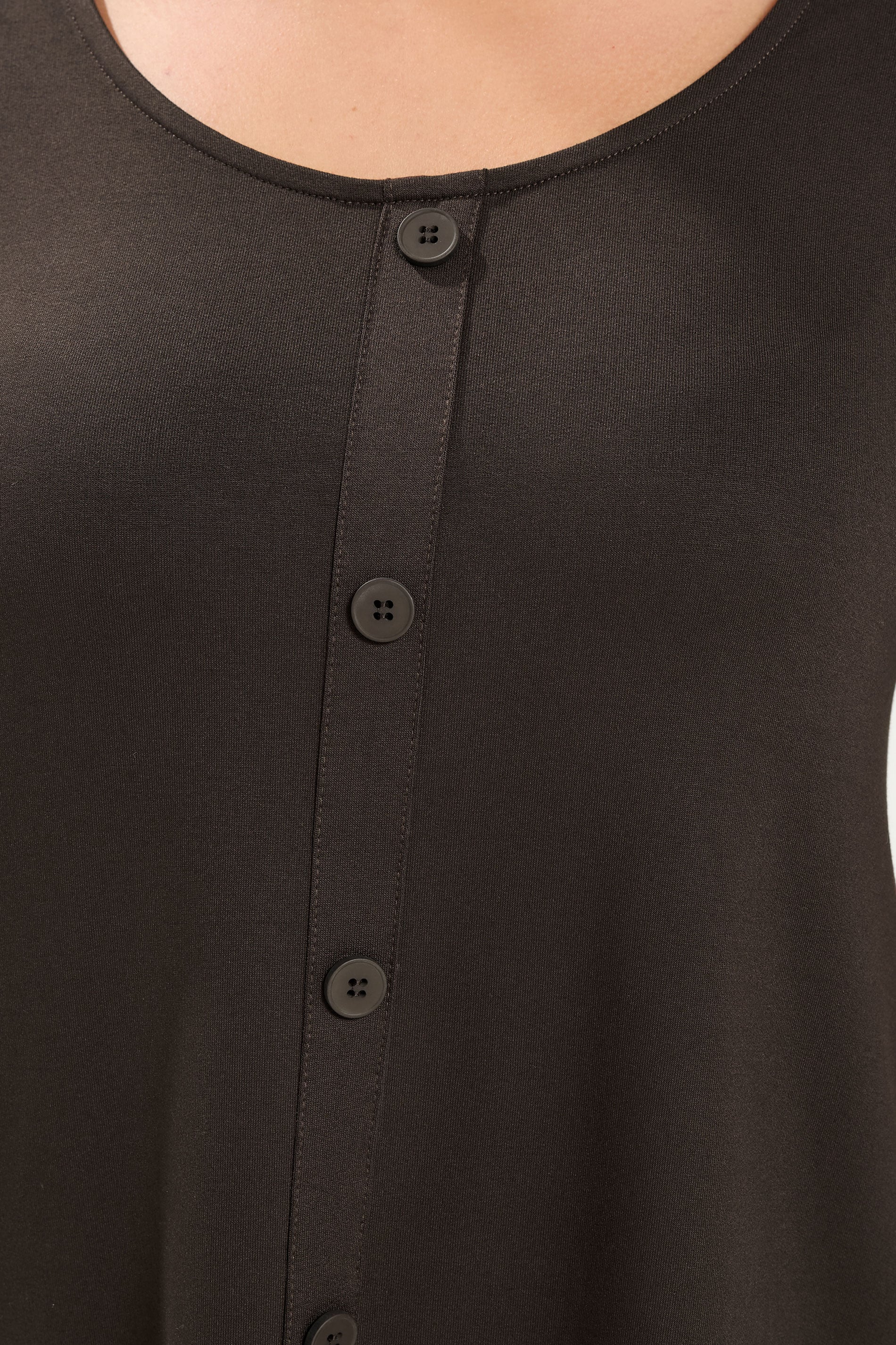 YOURS Plus Size Chocolate Brown Button Front Top | Yours Clothing 4