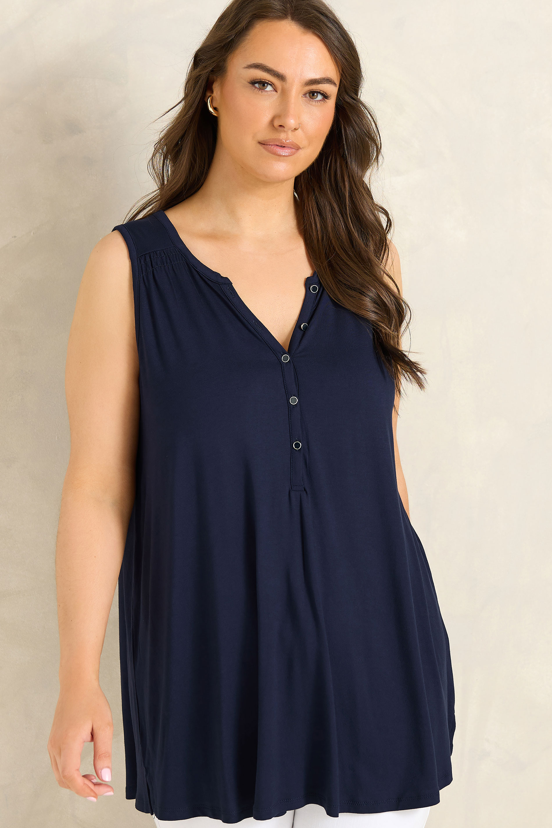 EVANS Plus Size Navy Blue Vest Top | Evans 3
