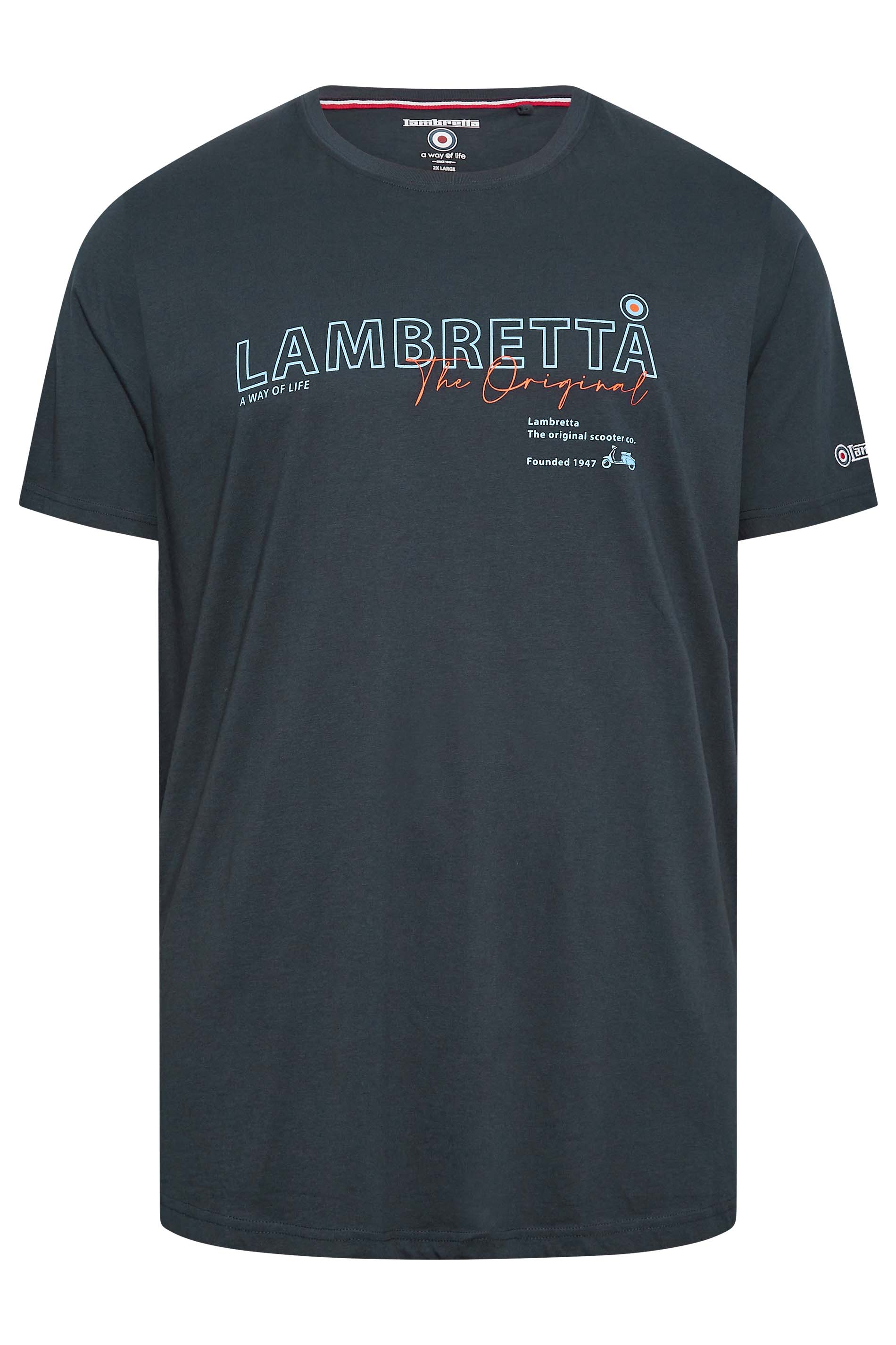LAMBRETTA Big & Tall Navy Blue Plus Size 'Lambretta' Graphic Print T-Shirt | BadRhino  3