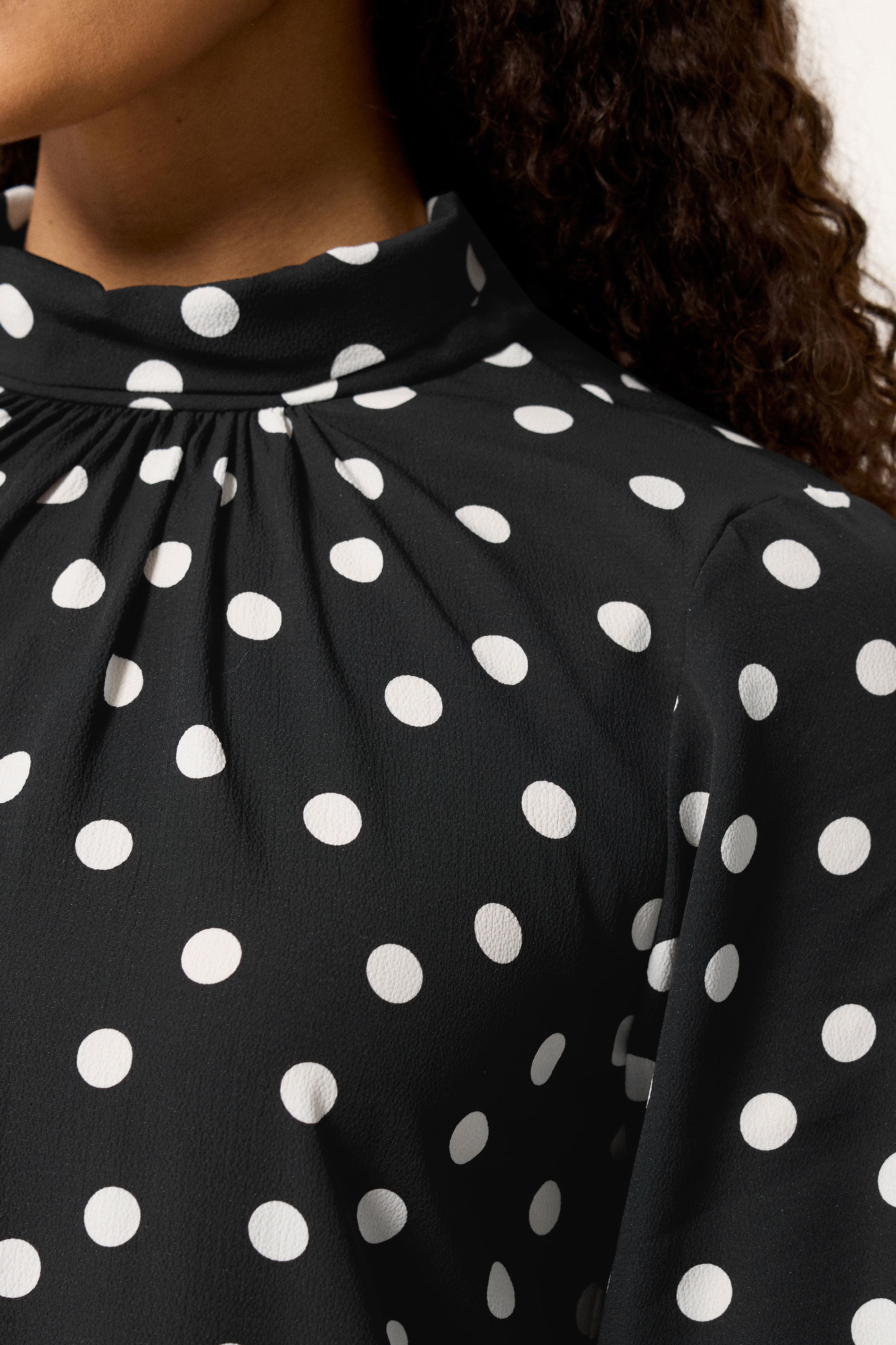 M&Co Black Polka Dot Tie Back Blouse | M&Co 4