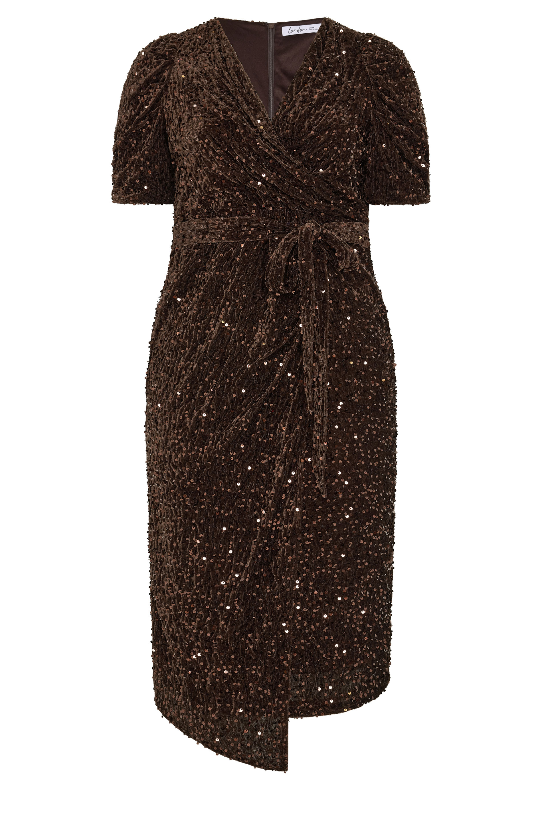 brown velvet wrap dress YOURS LONDON Plus Size Chocolate Brown Sequin Velvet Wrap Maxi Dress