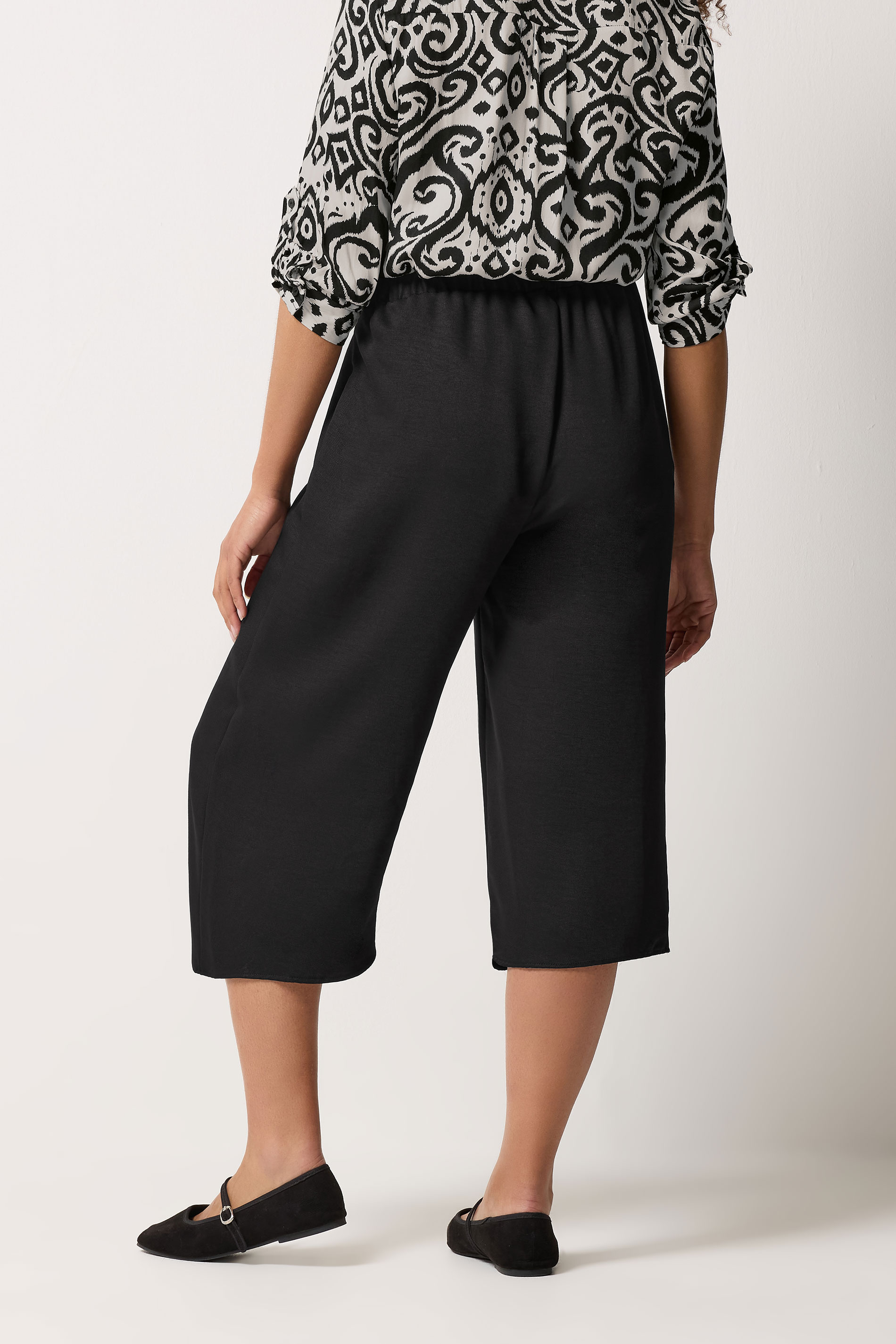 M&Co Black Wide Leg Cropped Trousers  2