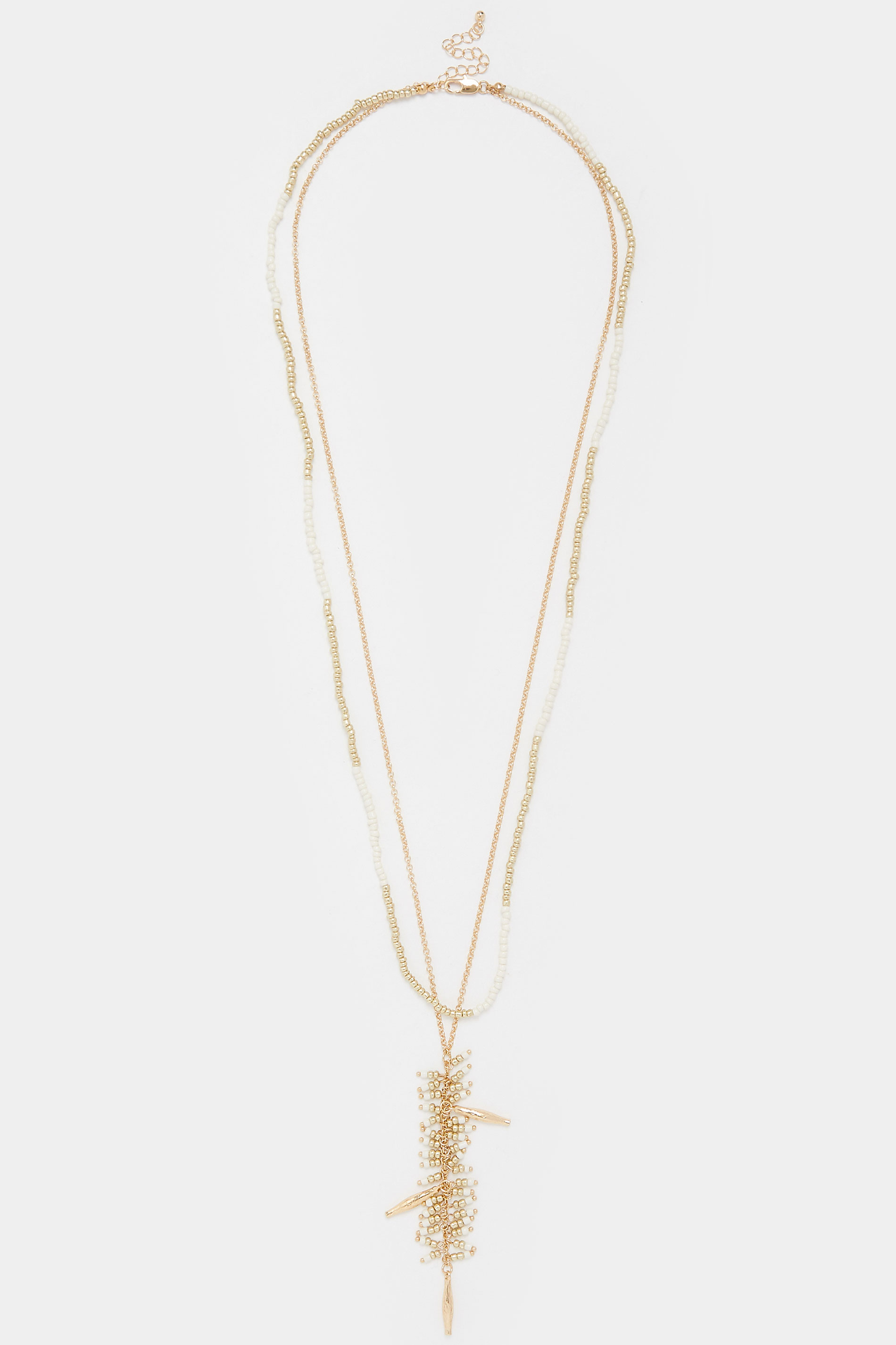 Gold Tone Beaded Longline Necklace | Yours Clothing 3