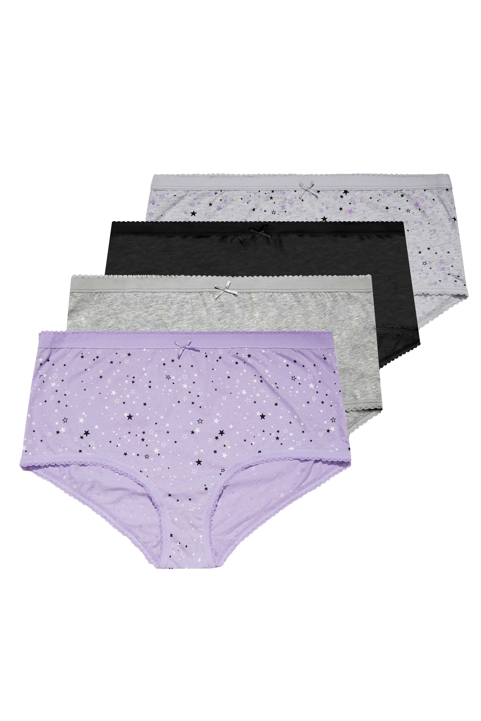 5 PACK Curve Black & Purple Star Print Briefs | Yours Clothing 2
