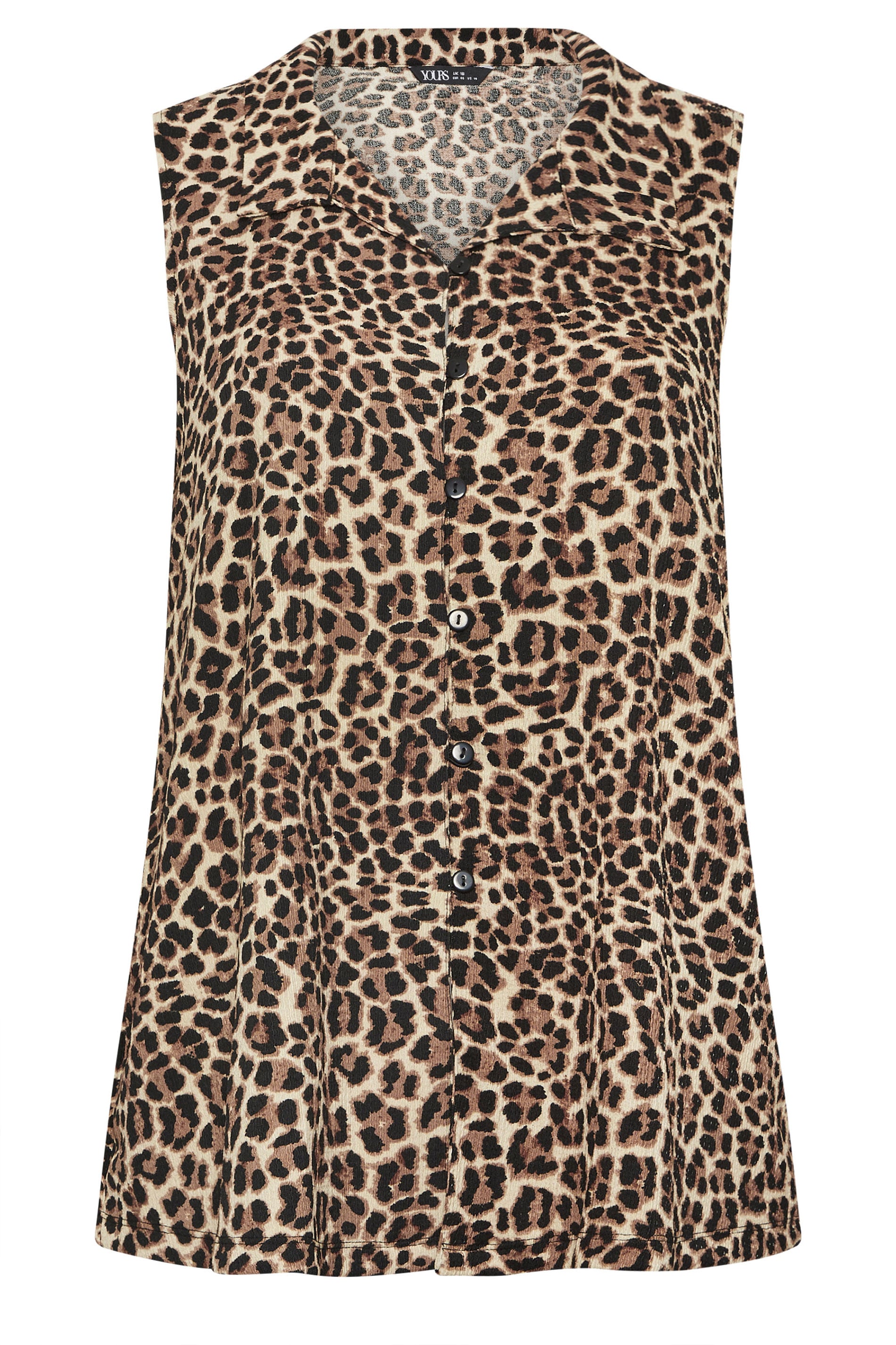 YOURS Plus Size Brown Leopard Print Collared Top | Yours Clothing 5